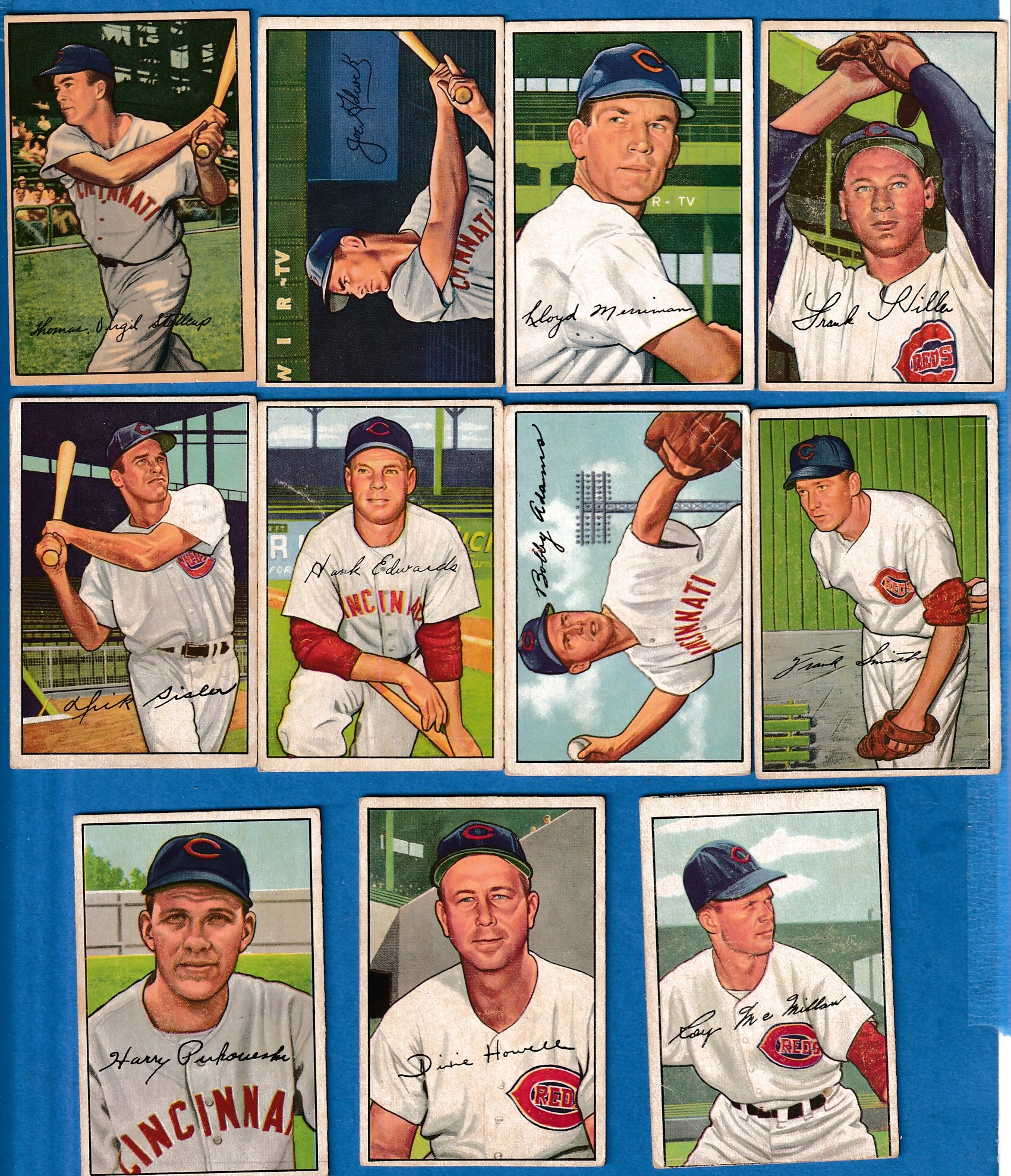 1952 Bowman  - REDS - Starter Team Set/Lot (11)  cards value