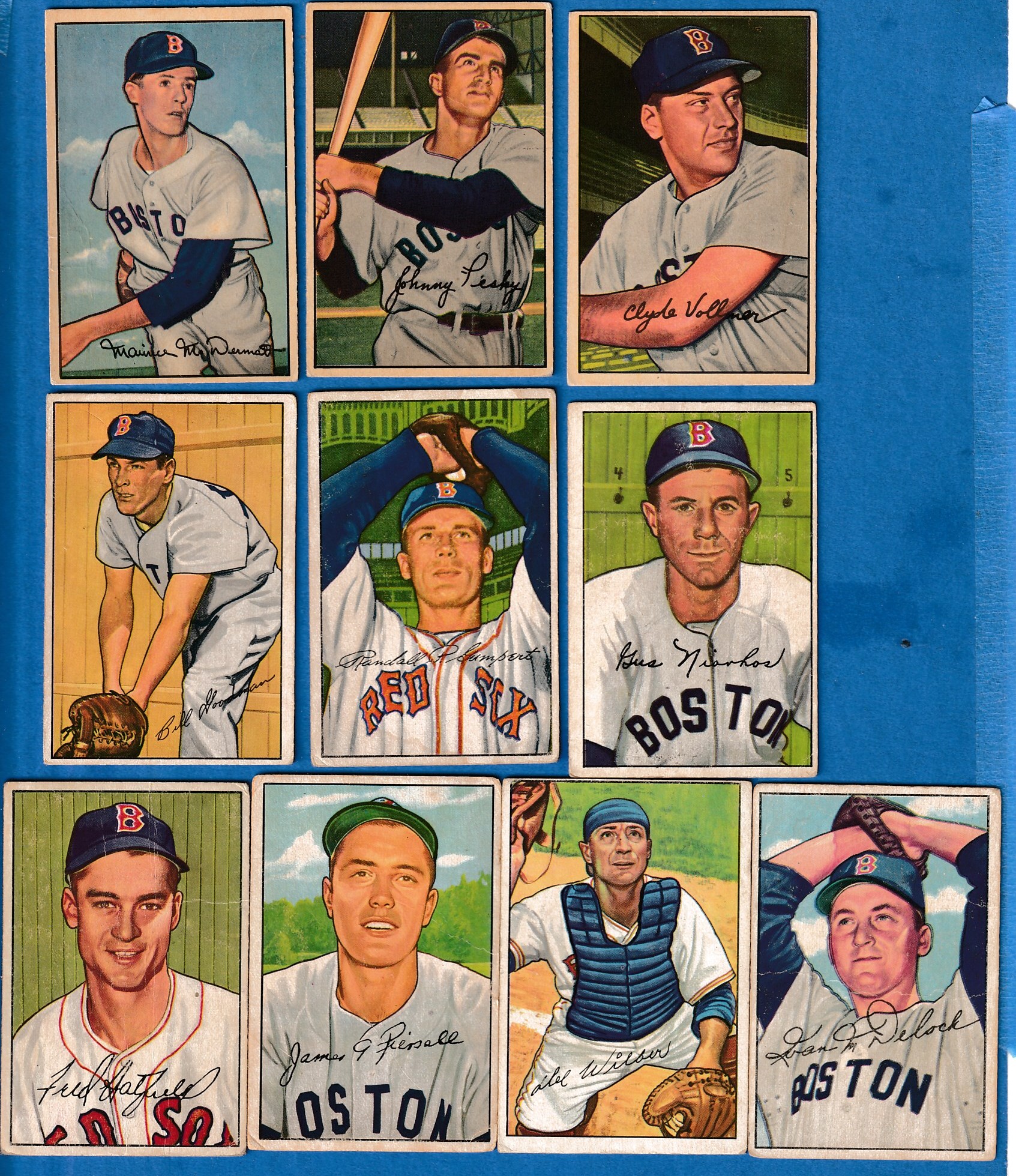 1952 Bowman  - RED SOX - Starter Team Set/Lot (11)  cards value