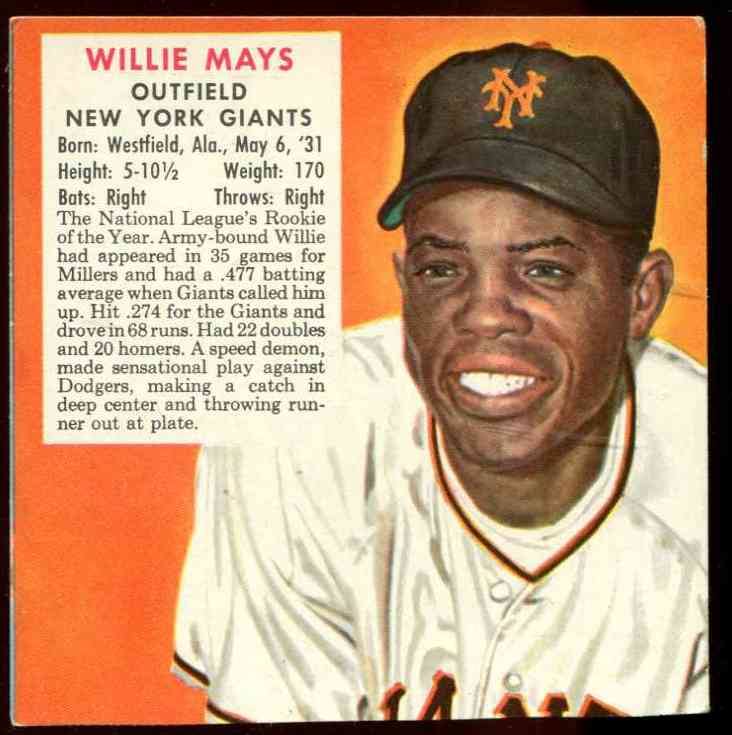 1952 Red Man #NL15 Willie Mays (Giants)  cards value