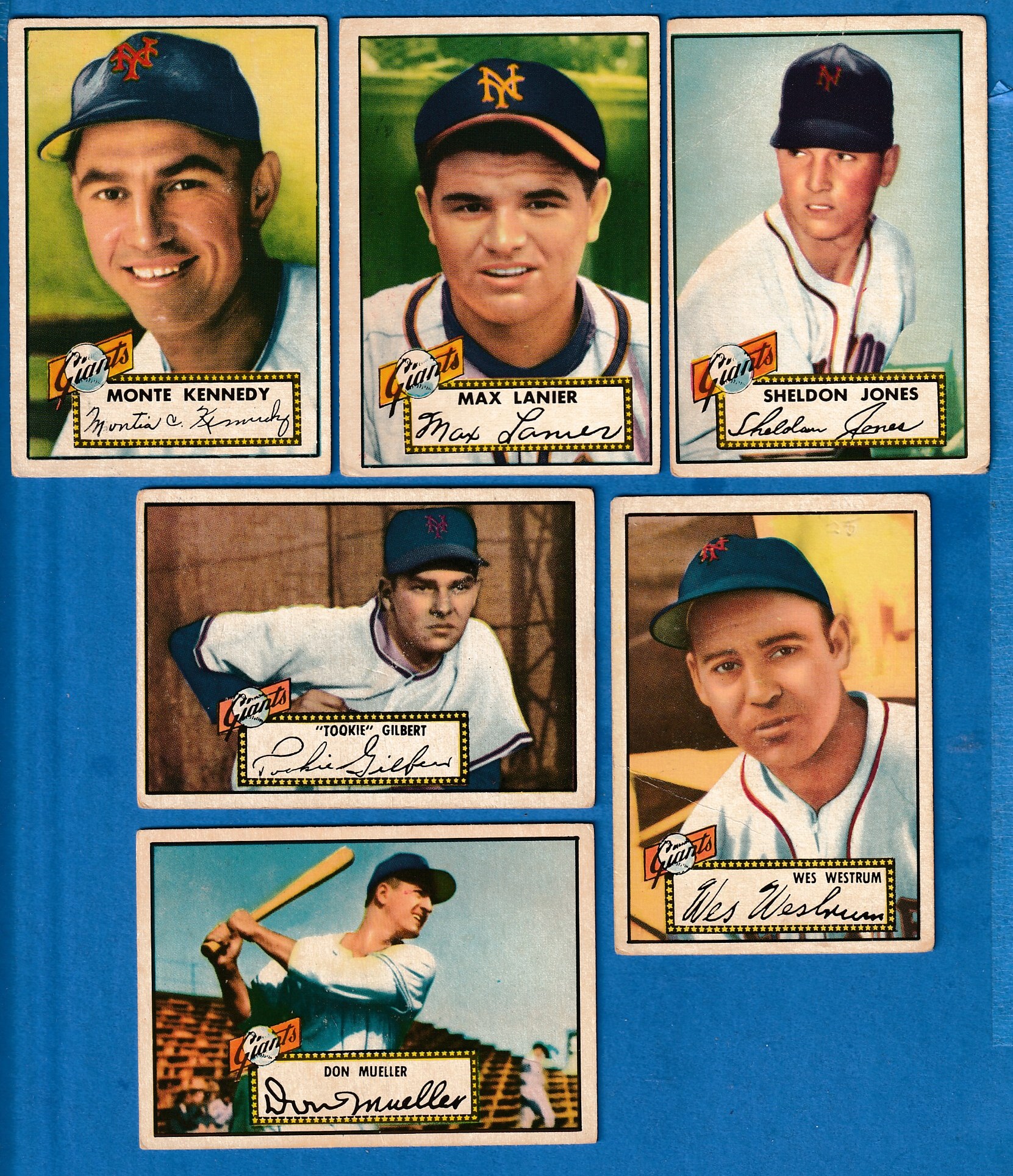 1952 Topps  - GIANTS - Team Set/Lot (6 different)  cards value