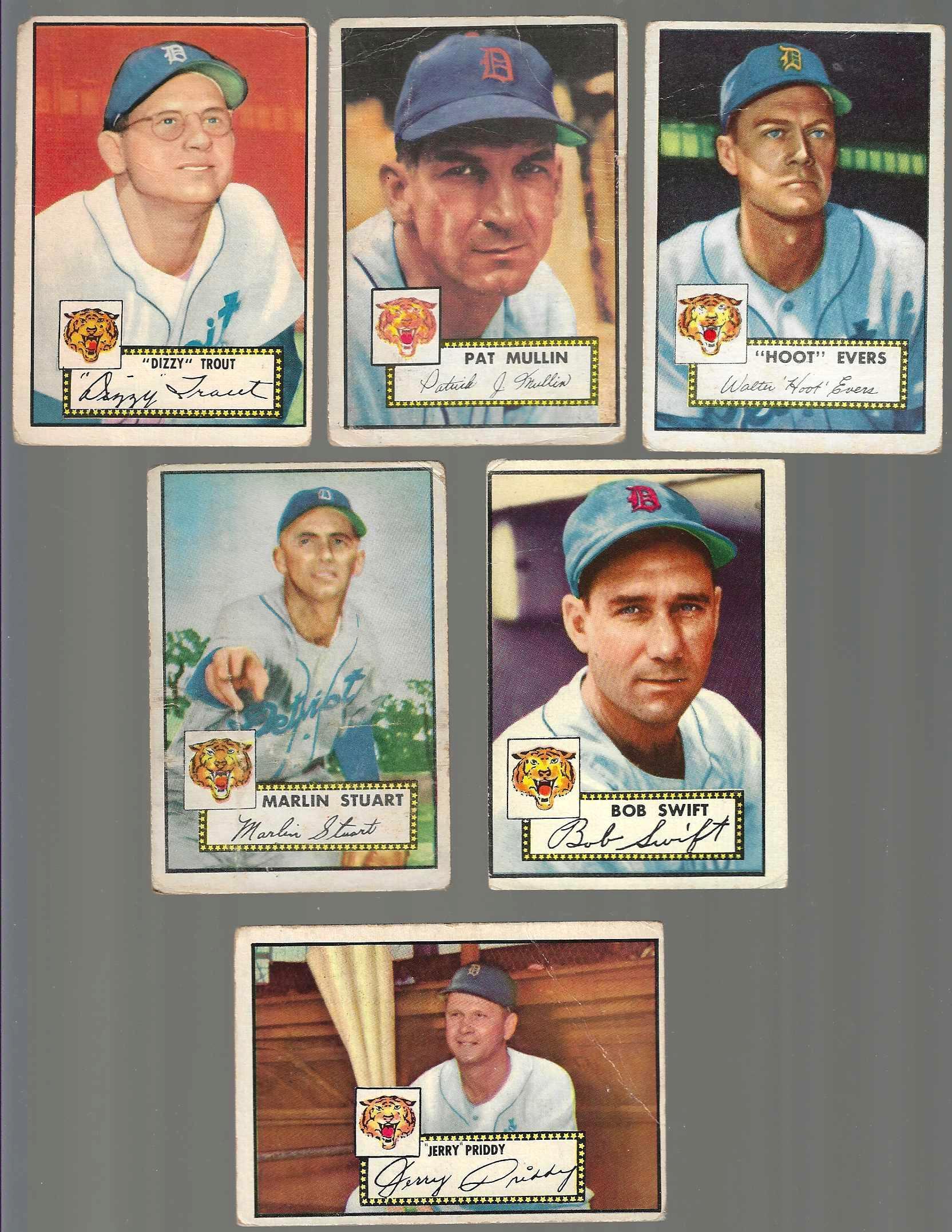 1952 Topps  - TIGERS - Lot (6 different)  cards value