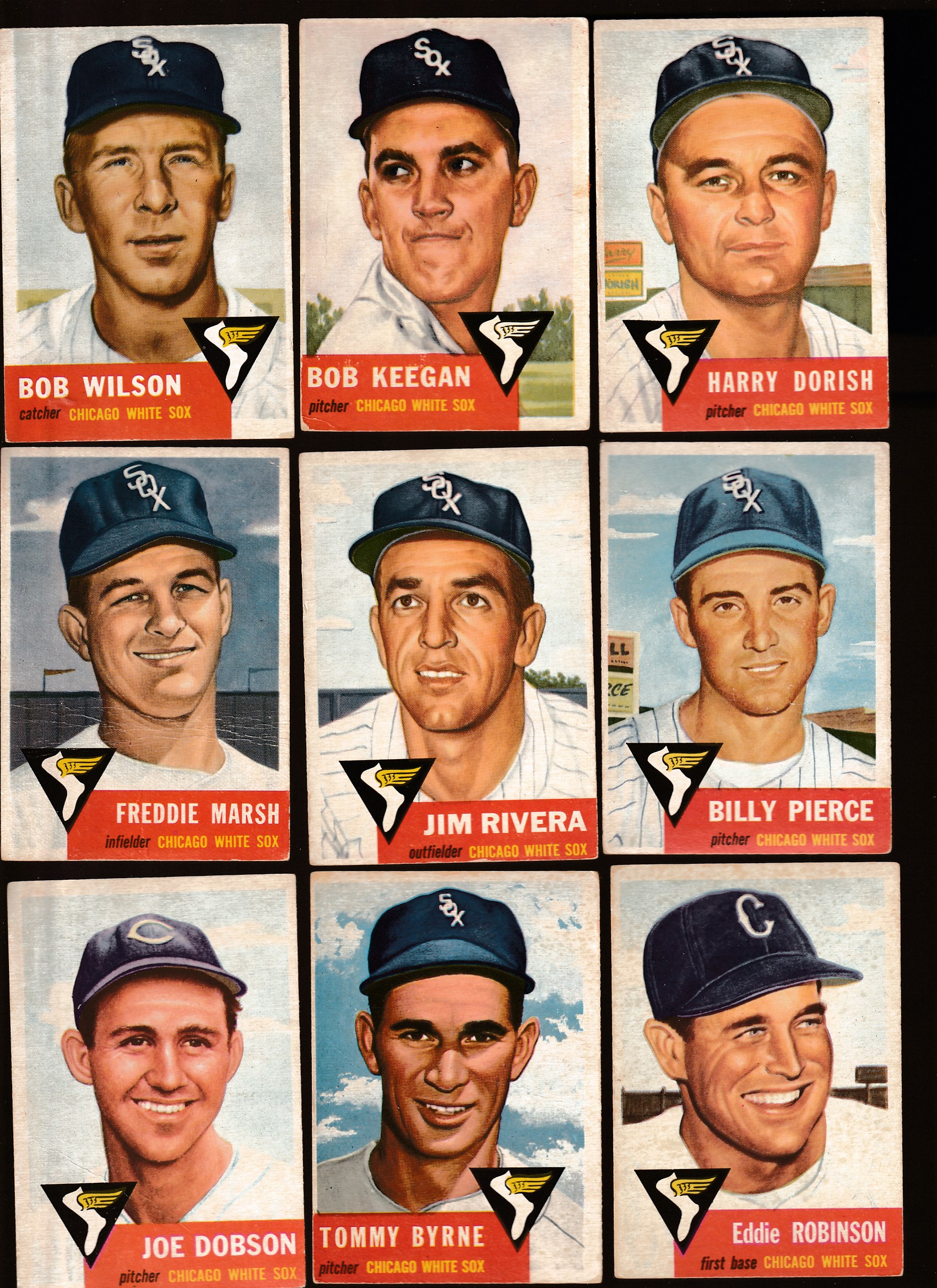 1953 Topps  - WHITE SOX - Starter Team Set (9 different)  cards value