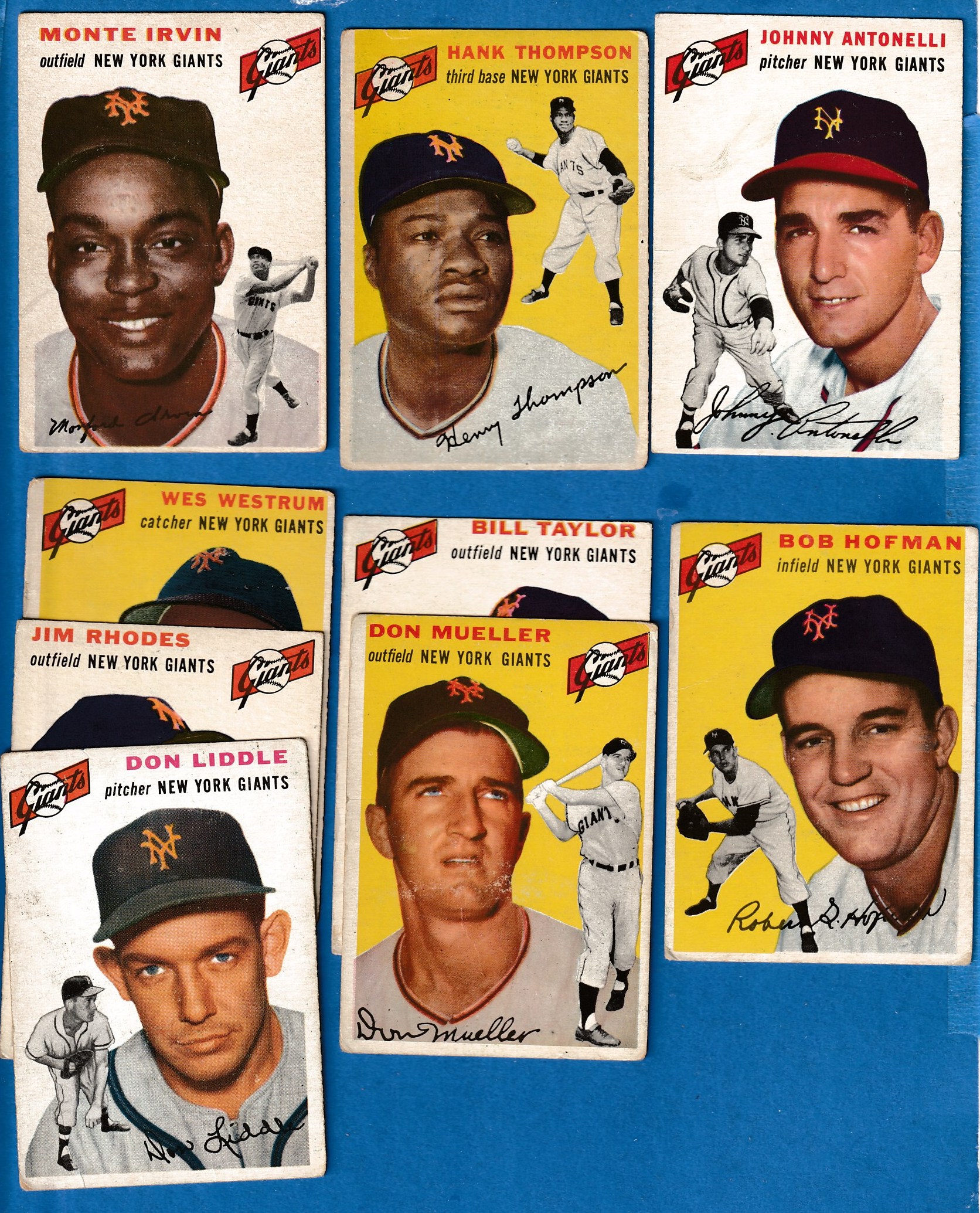 New York Giants - 1954 Topps Starter TEAM SET (9/13 cards)  cards value