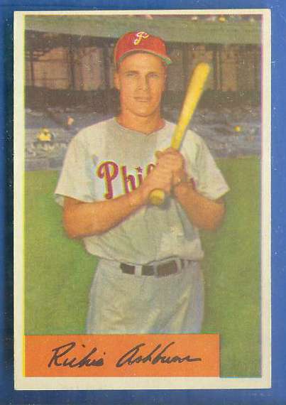 1954 Bowman # 15 Richie Ashburn [#] (Phillies)  cards value