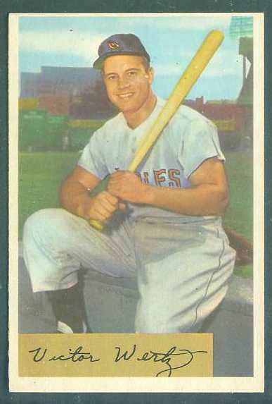 1954 Bowman # 21 Victor Wertz [#] (Orioles)  cards value