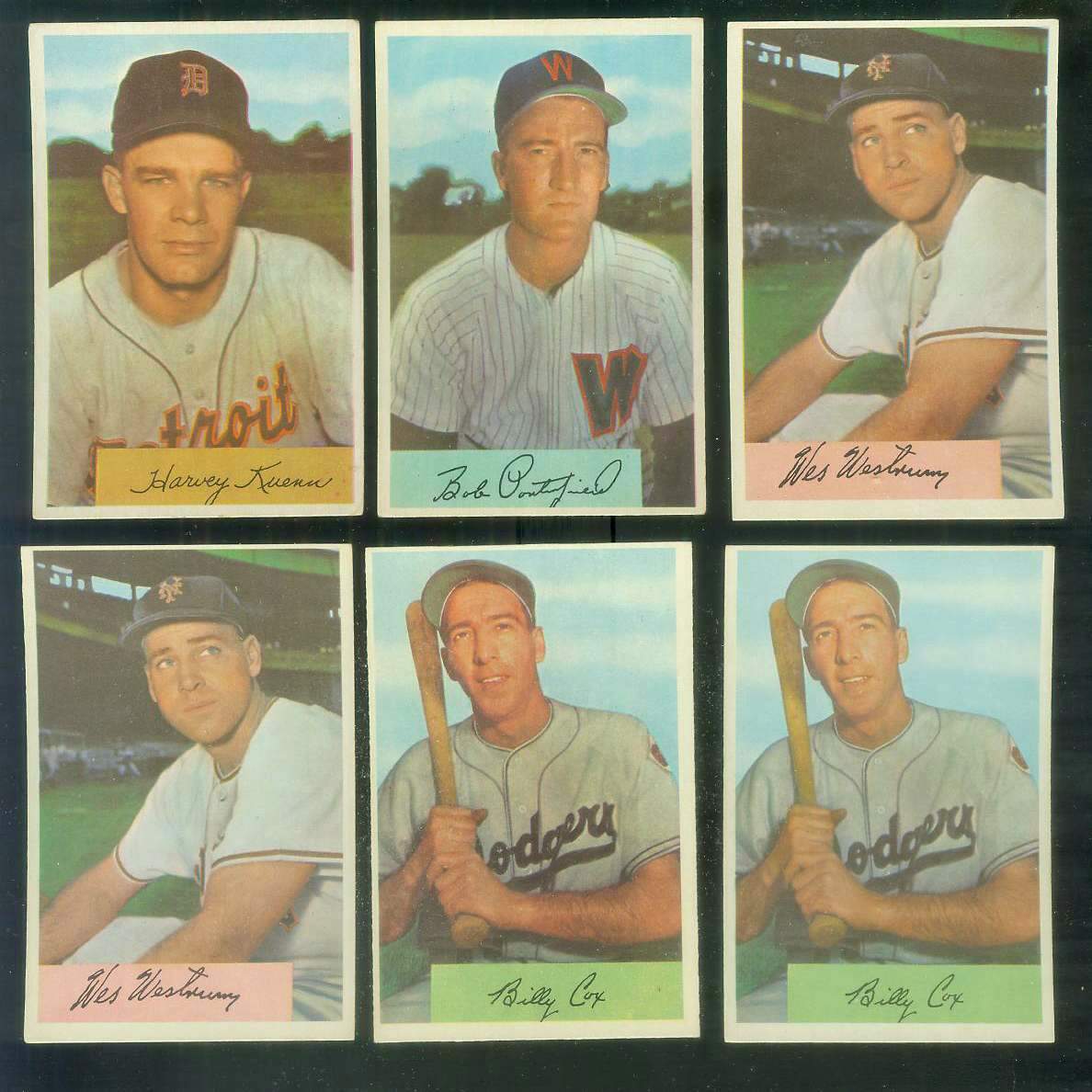 1954 Bowman # 25B Wes Westrum CORRECTED VARIATION '.982/.986 Fielding'  cards value
