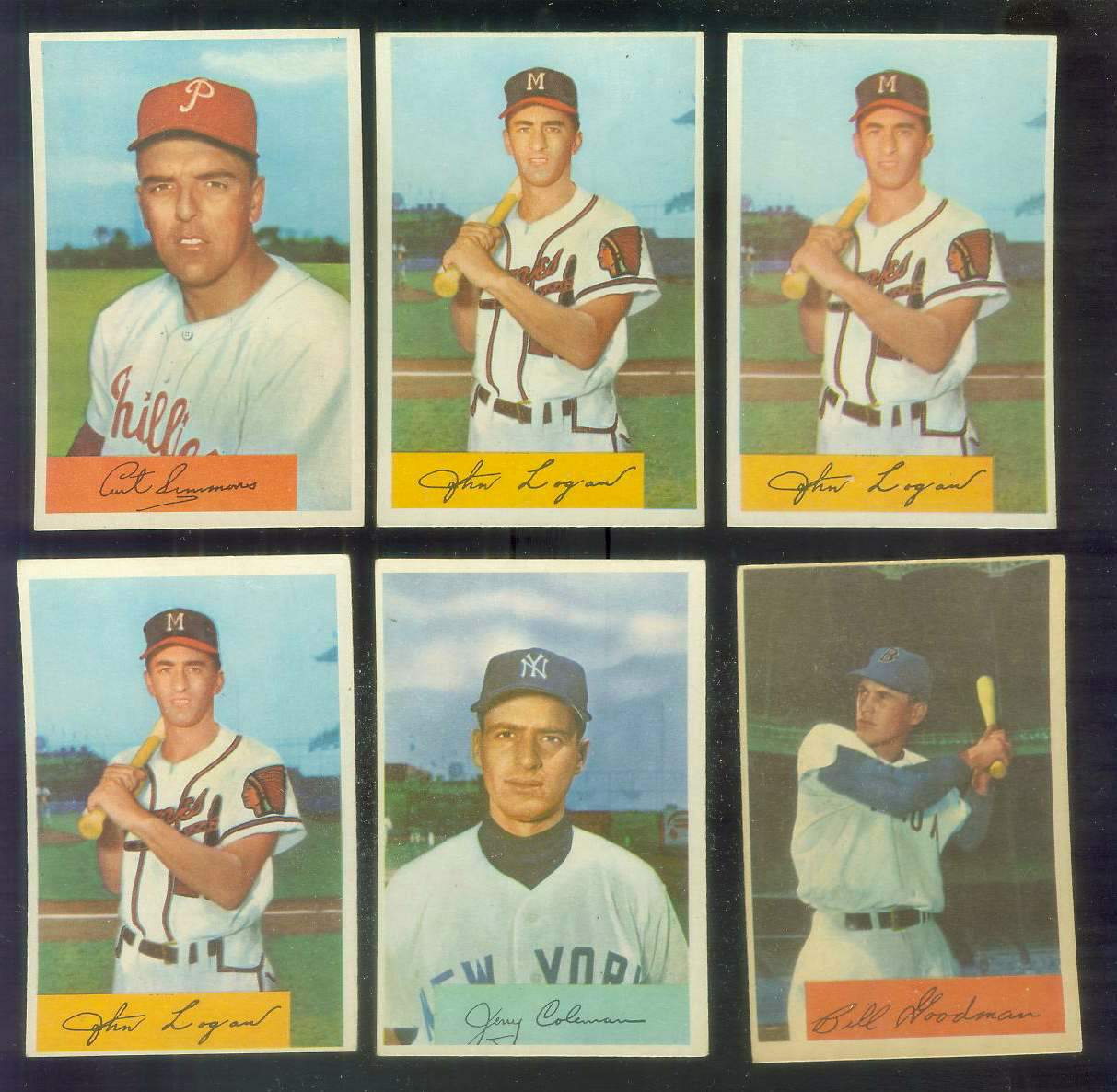 1954 Bowman # 80B John Logan CORRECTED VARIATION '100 Runs' (Braves)  cards value