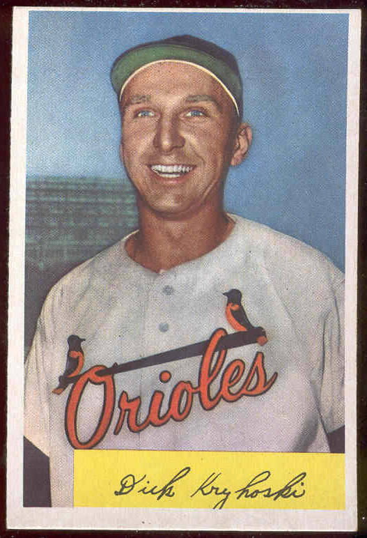 1954 Bowman #117 Dick Kryhoski (Orioles)  cards value