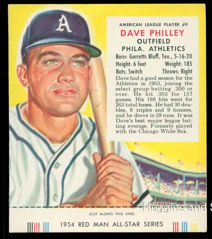 1954 Red Man w/TAB #AL.9A Dave Philley (Indians)  cards value