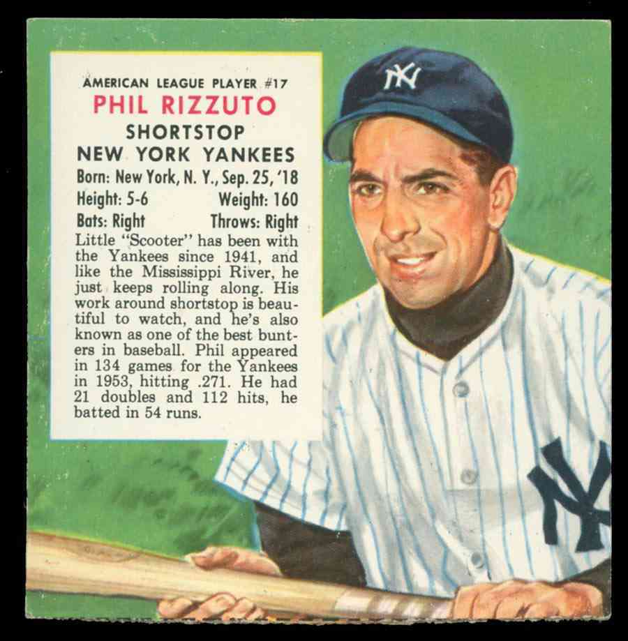 1954 Red Man w/TAB #AL17 Phil Rizzuto (Yankees)  cards value