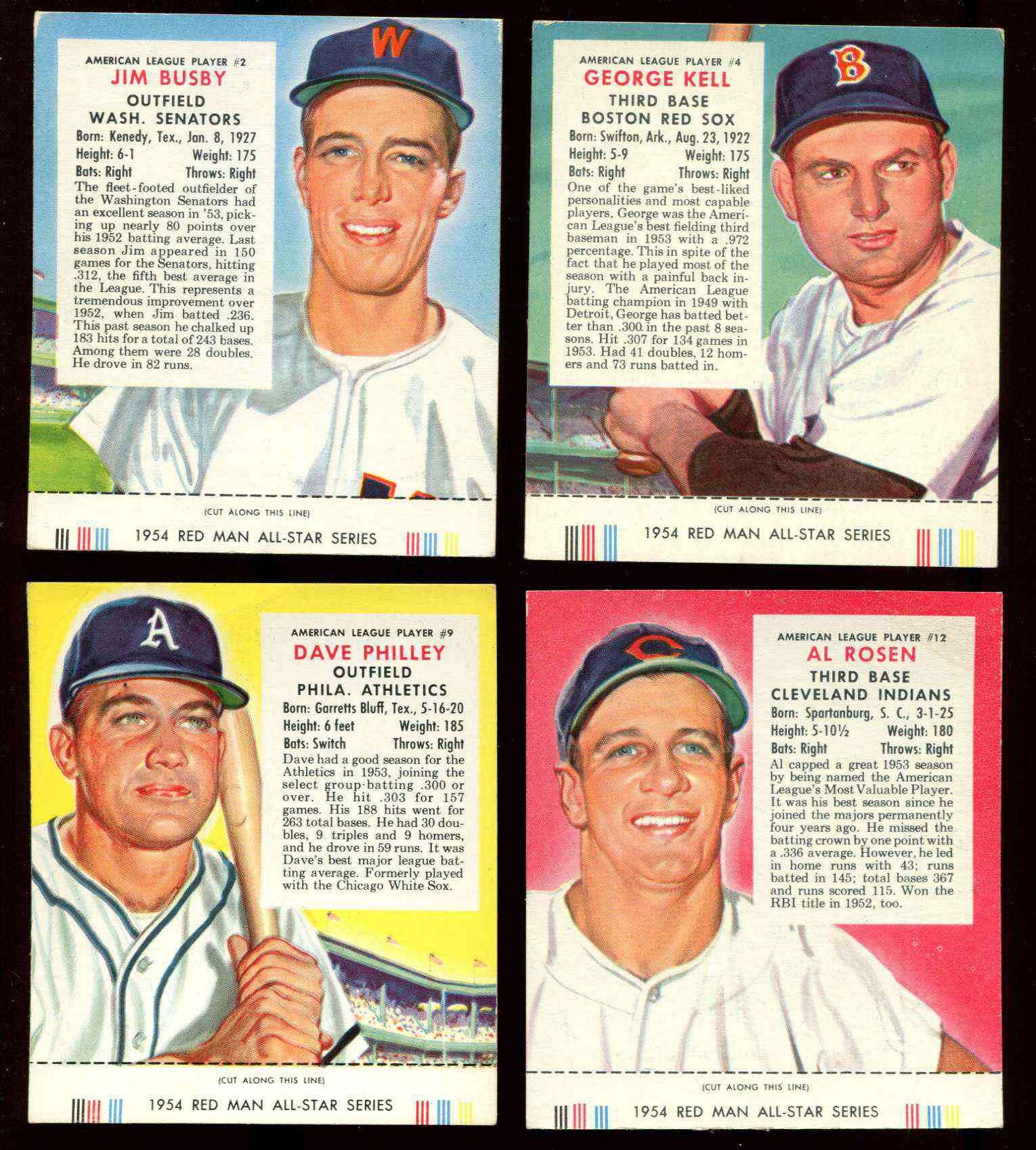 1954 Red Man w/TAB #AL12 Al Rosen (Indians)  cards value