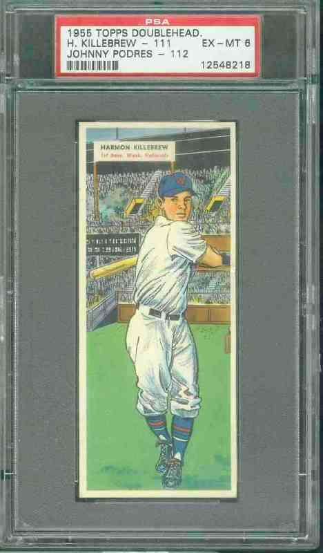1955 Topps DoubleHeader #111 HARMON KILLEBREW ROOKIE / #112 Johnny Podres  cards value