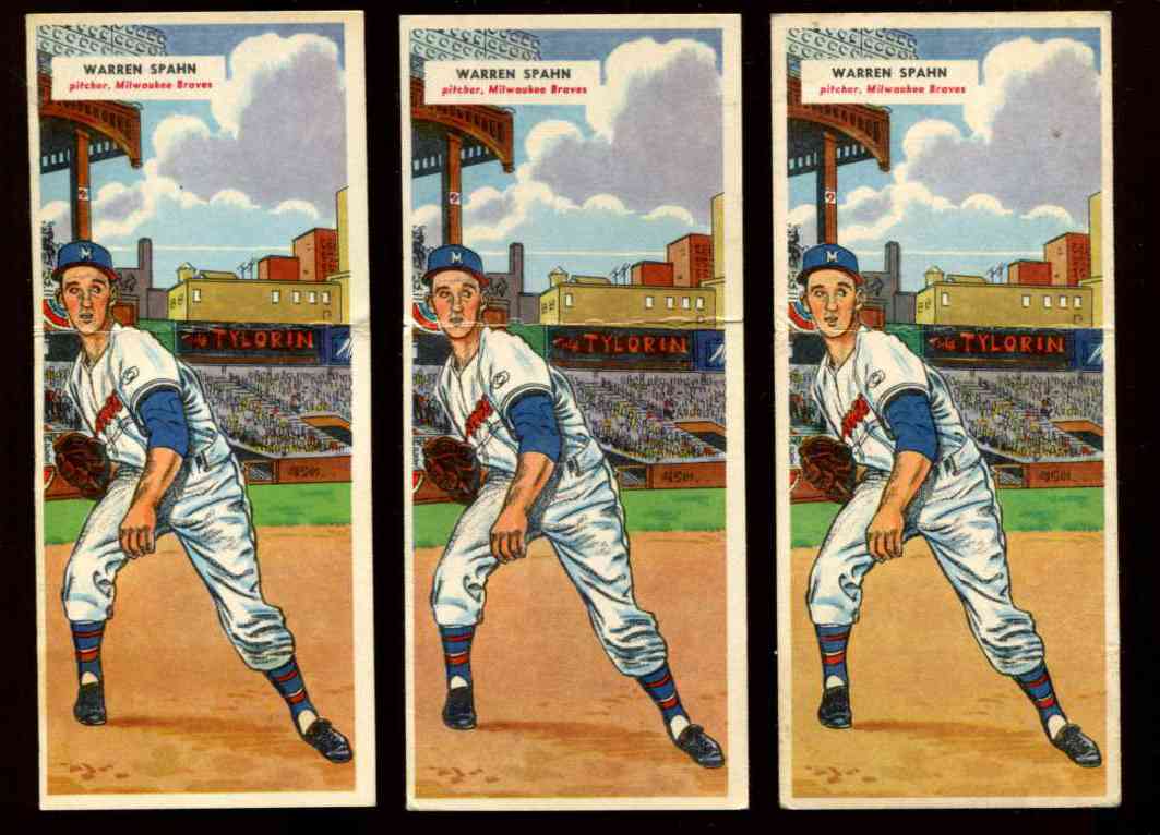 1955 Topps DoubleHeader #127 WARREN SPAHN / #128 Tom Brewer  cards value
