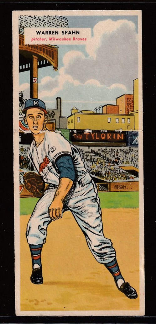 1955 Topps DoubleHeader #127 WARREN SPAHN / #128 Tom Brewer  cards value