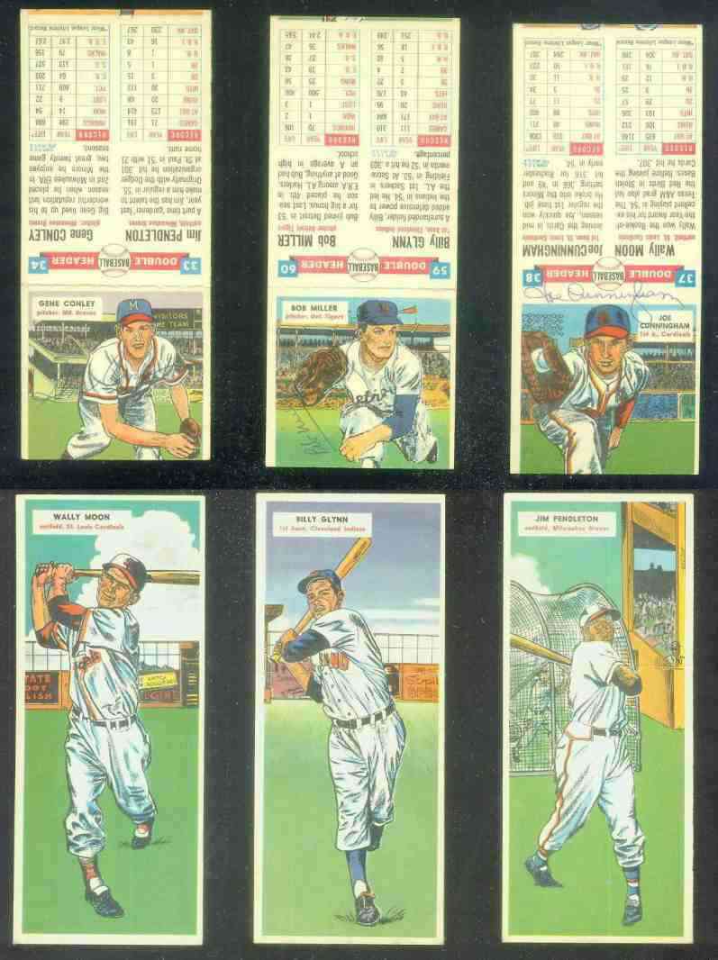 1955 Topps DoubleHeader #.37 Wally Moon/#38 Joe Cunningham ROOKIE AUTOGRAPH  cards value