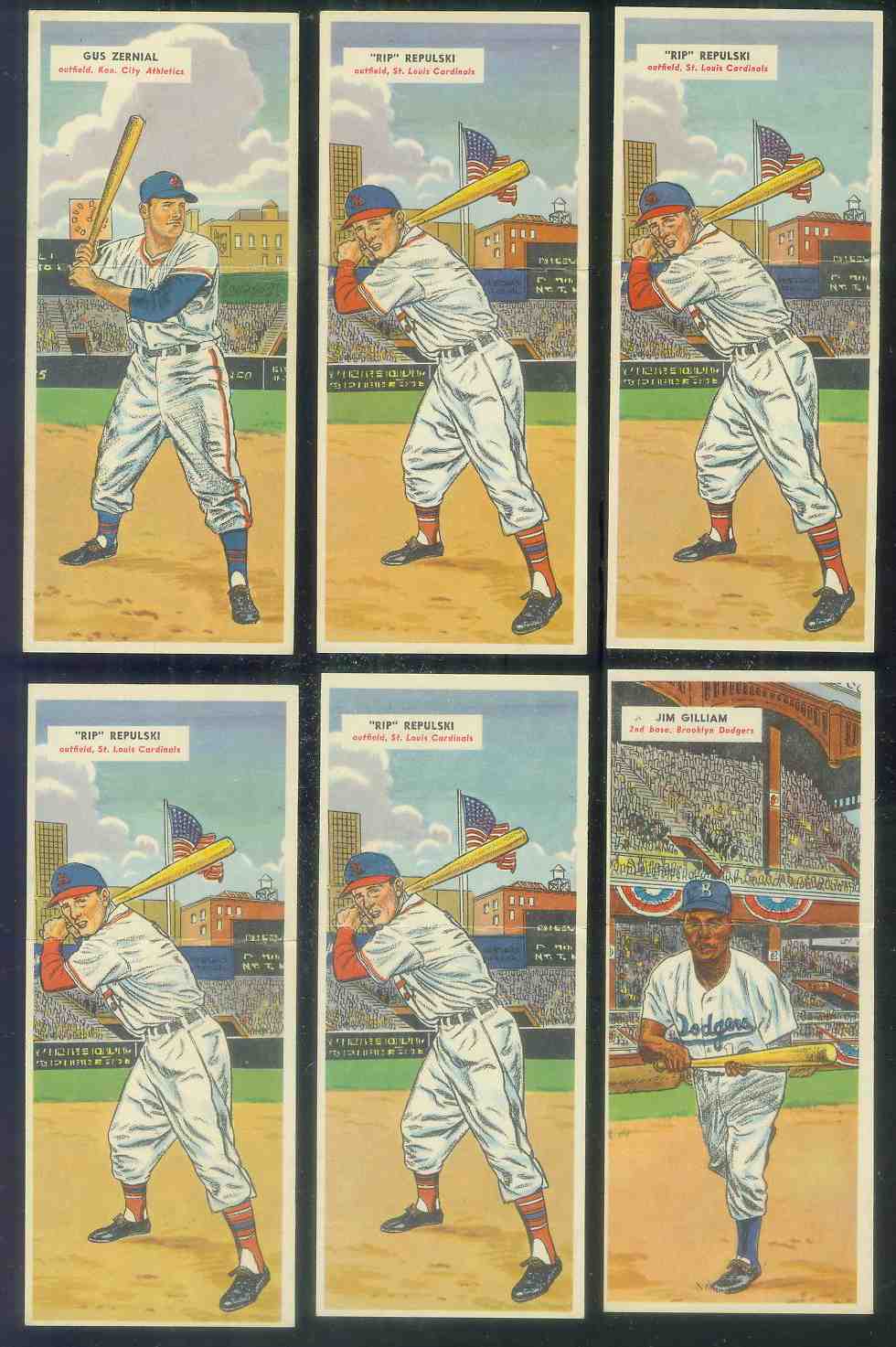 1955 Topps DoubleHeader #125 Rip Repulski / #126 Ted Lepcio  cards value