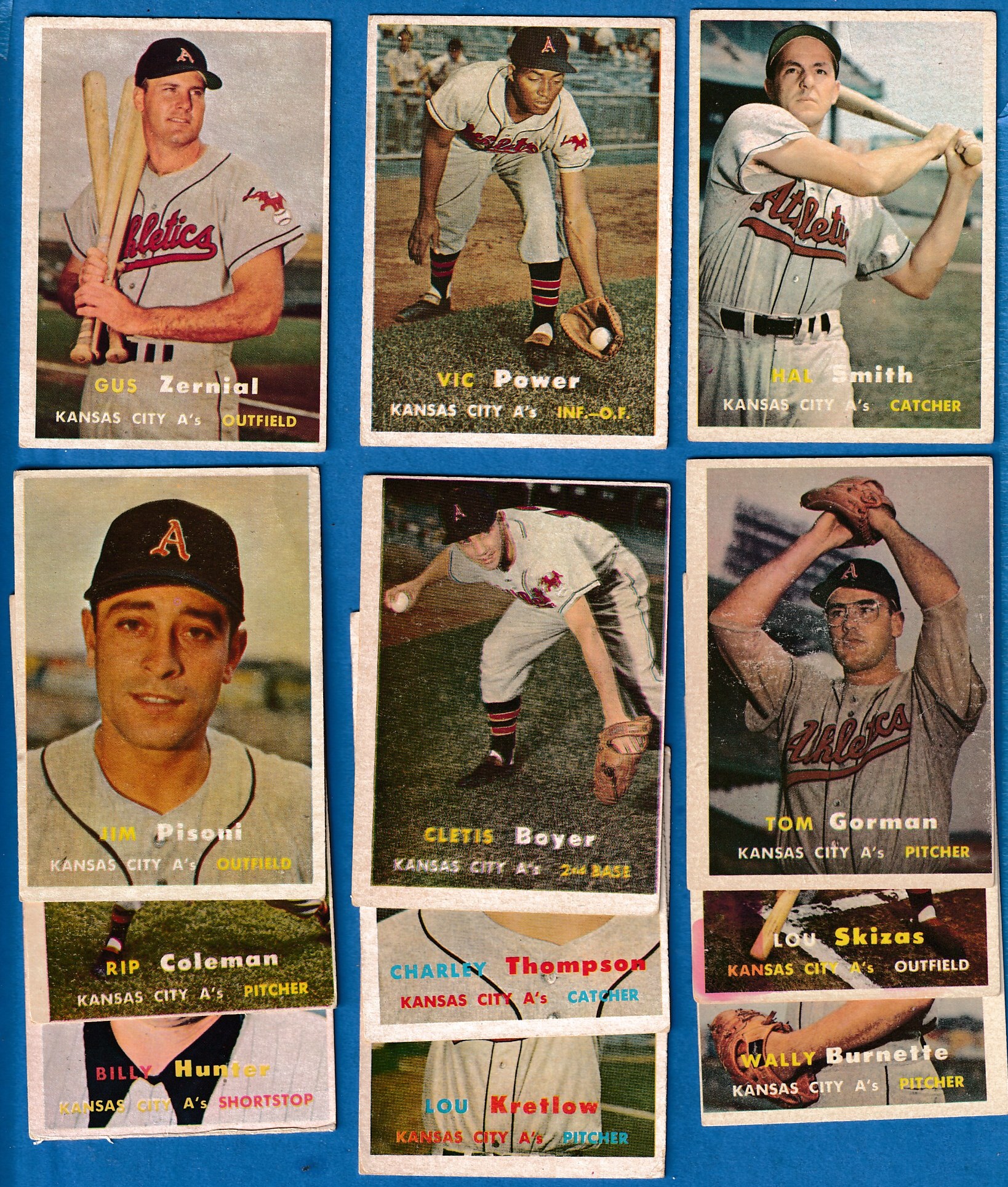 1957 Topps  - ATHLETICS - Starter Team Set - (13) different  cards value