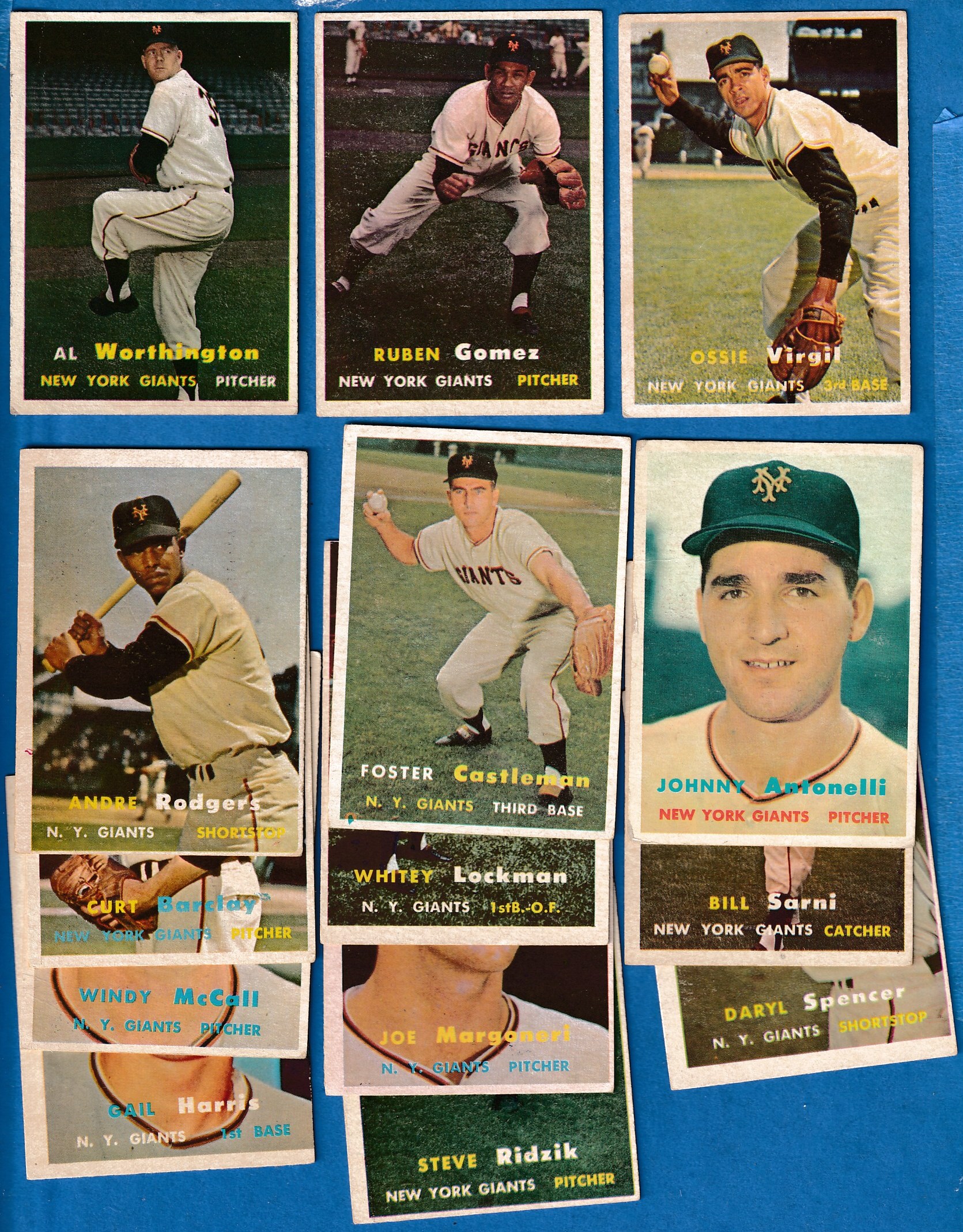 1957 Topps  - GIANTS - Starter Team Set - (15) different  cards value