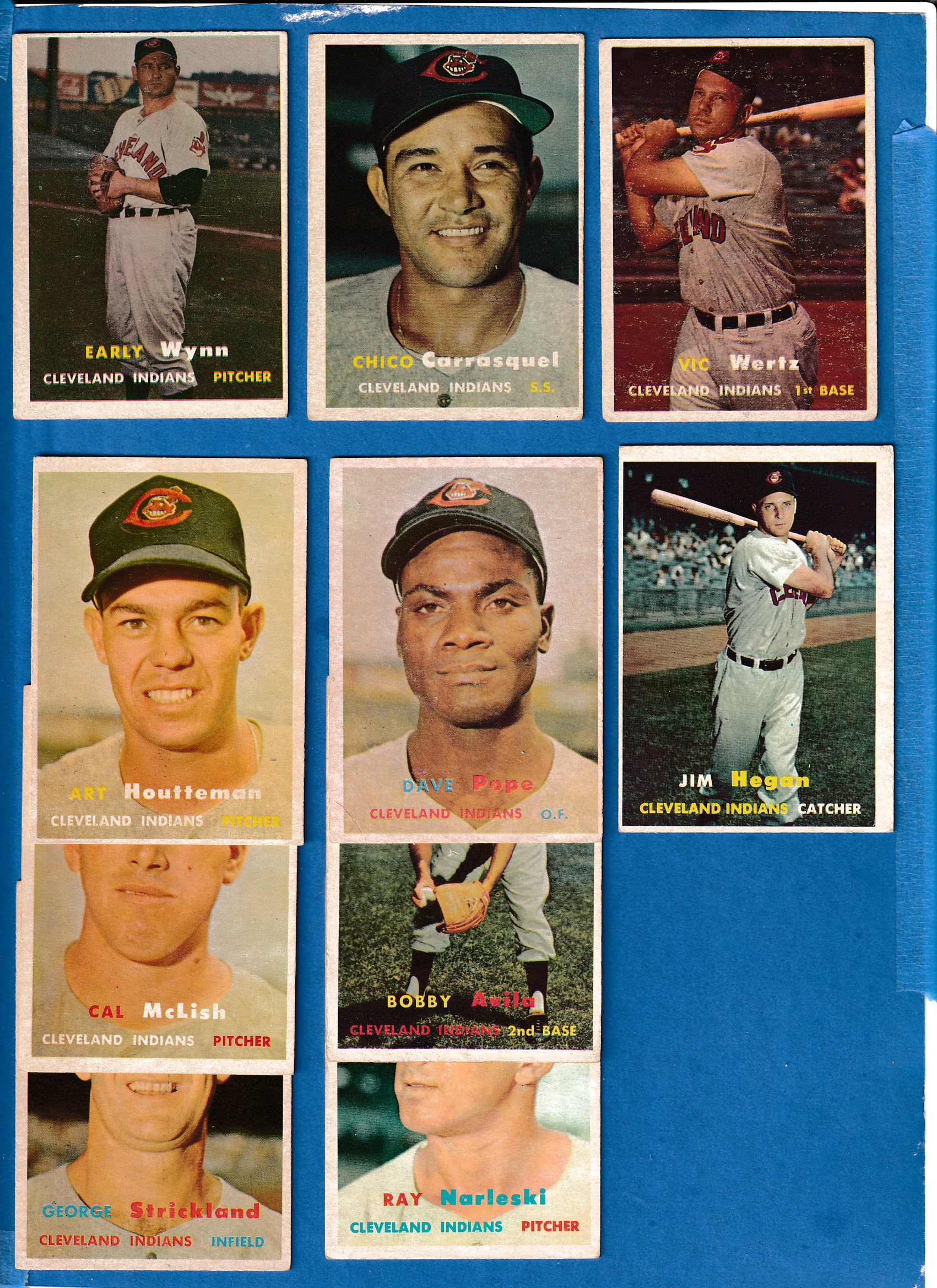 1957 Topps  - INDIANS - Starter Team Set - (11) different  cards value
