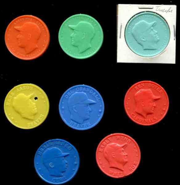 1960 Armour COIN - Del Crandall MEDIUM-BLUE (Braves)  cards value