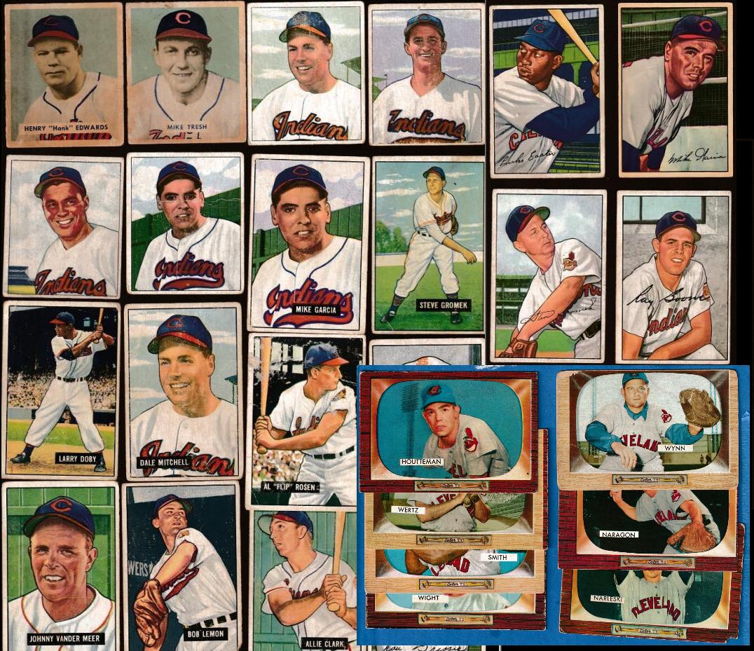 1949-1955 Bowman - Cleveland Indians - Team Lot of (27) different  cards value