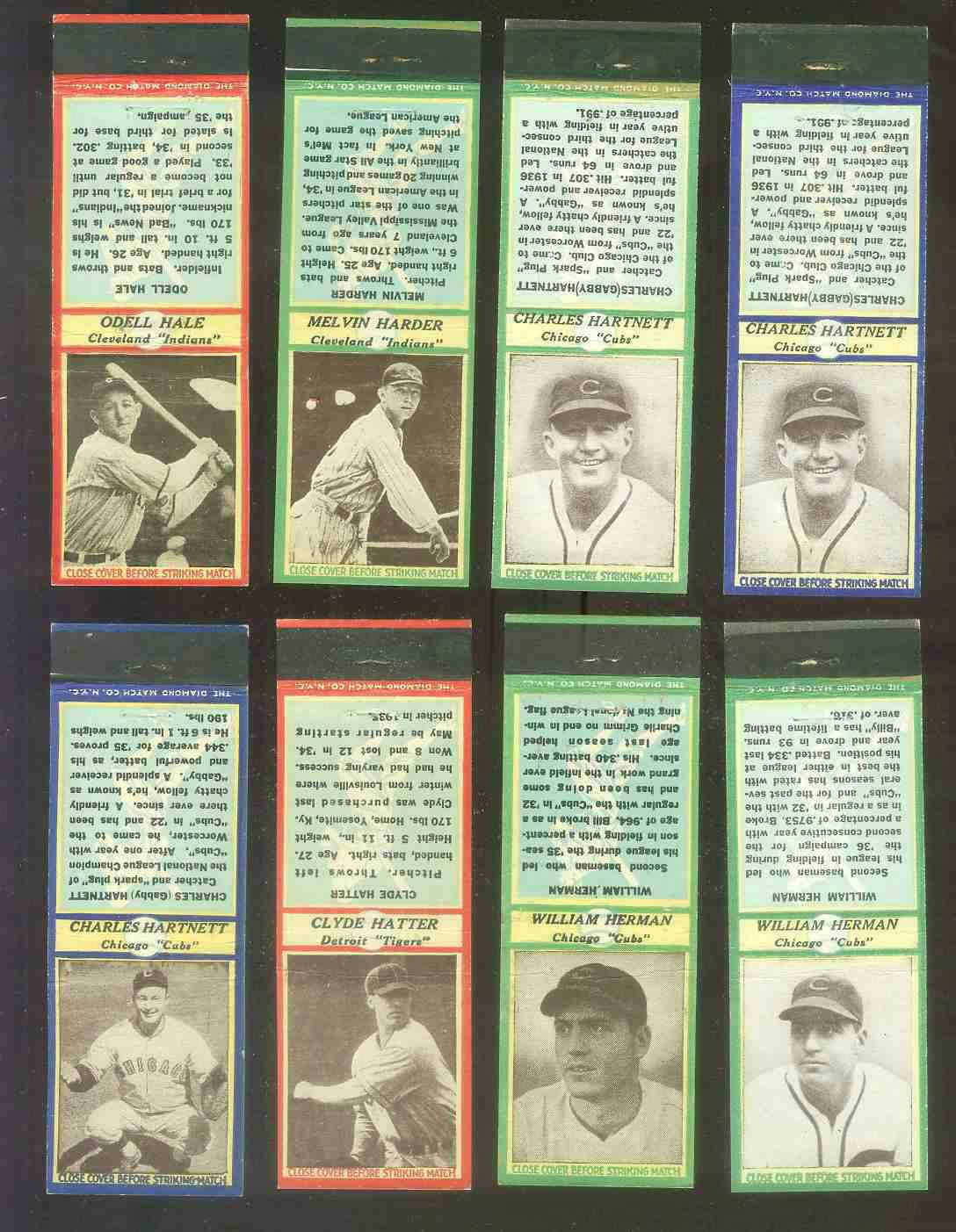 1935-36 Diamond Matchbooks # 73 William 'Babe' Herman ENDS:.316. RED (Cubs)  cards value