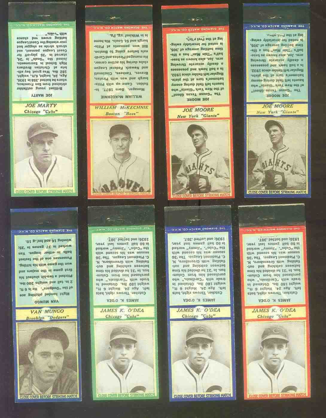 1935-36 Diamond Matchbooks #112 Van Lingle Mungo BLUE (Dodgers)  cards value