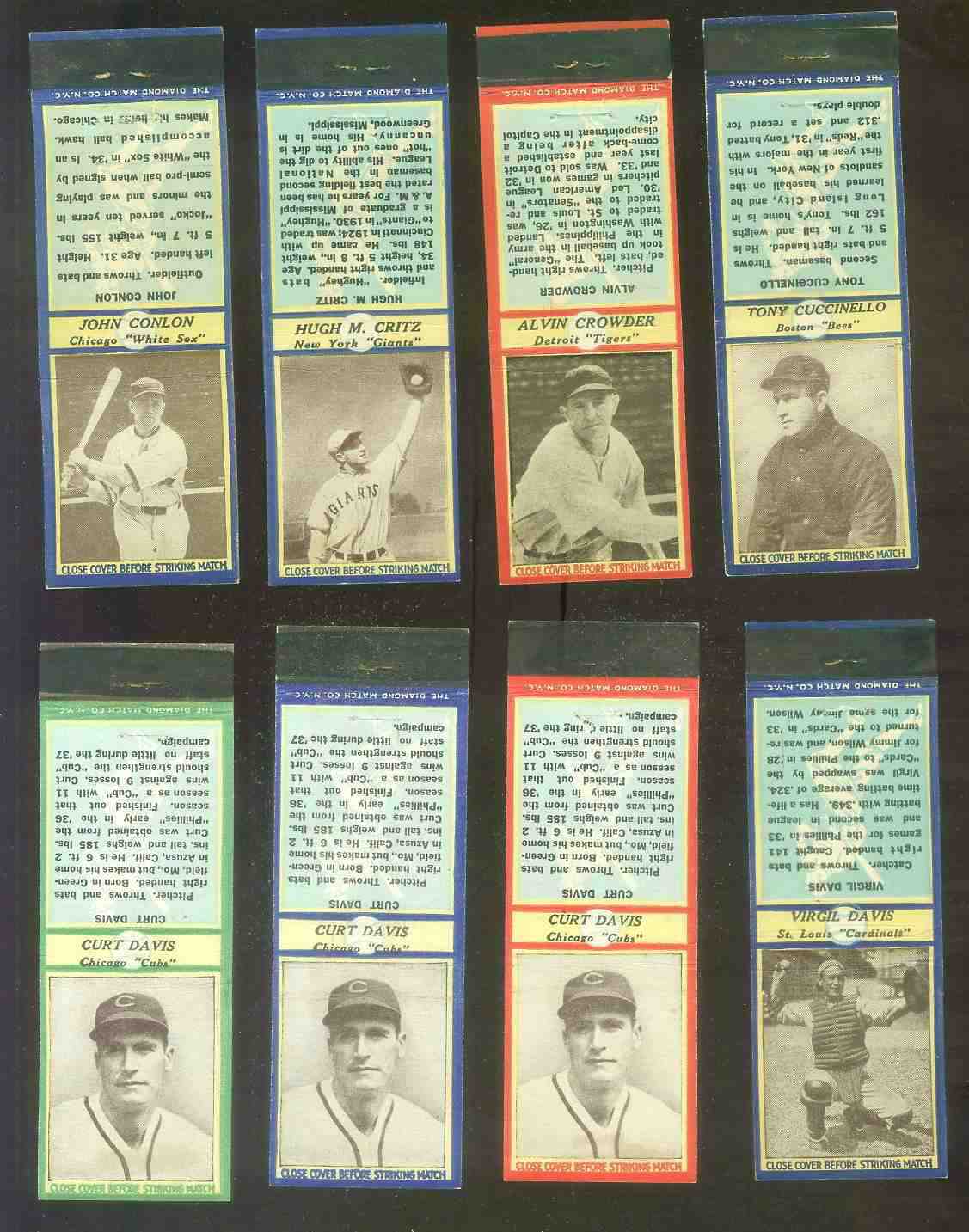 1935-36 Diamond Matchbooks # 40 Alvin Crowder RED (Tigers)  cards value