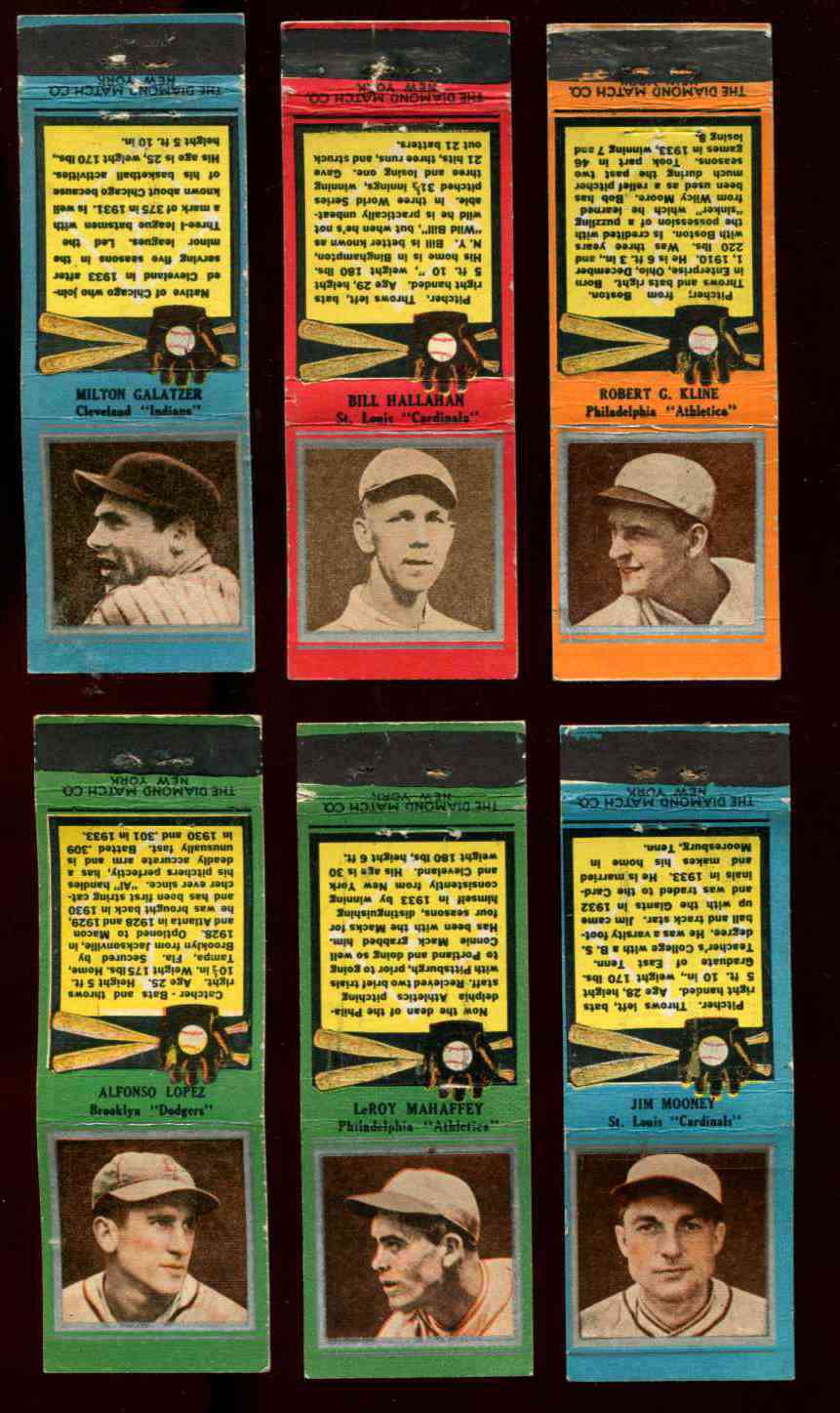 1934 Diamond Matchbooks 'Silver Border' #116 Al Lopez GREEN (Dodgers)  cards value