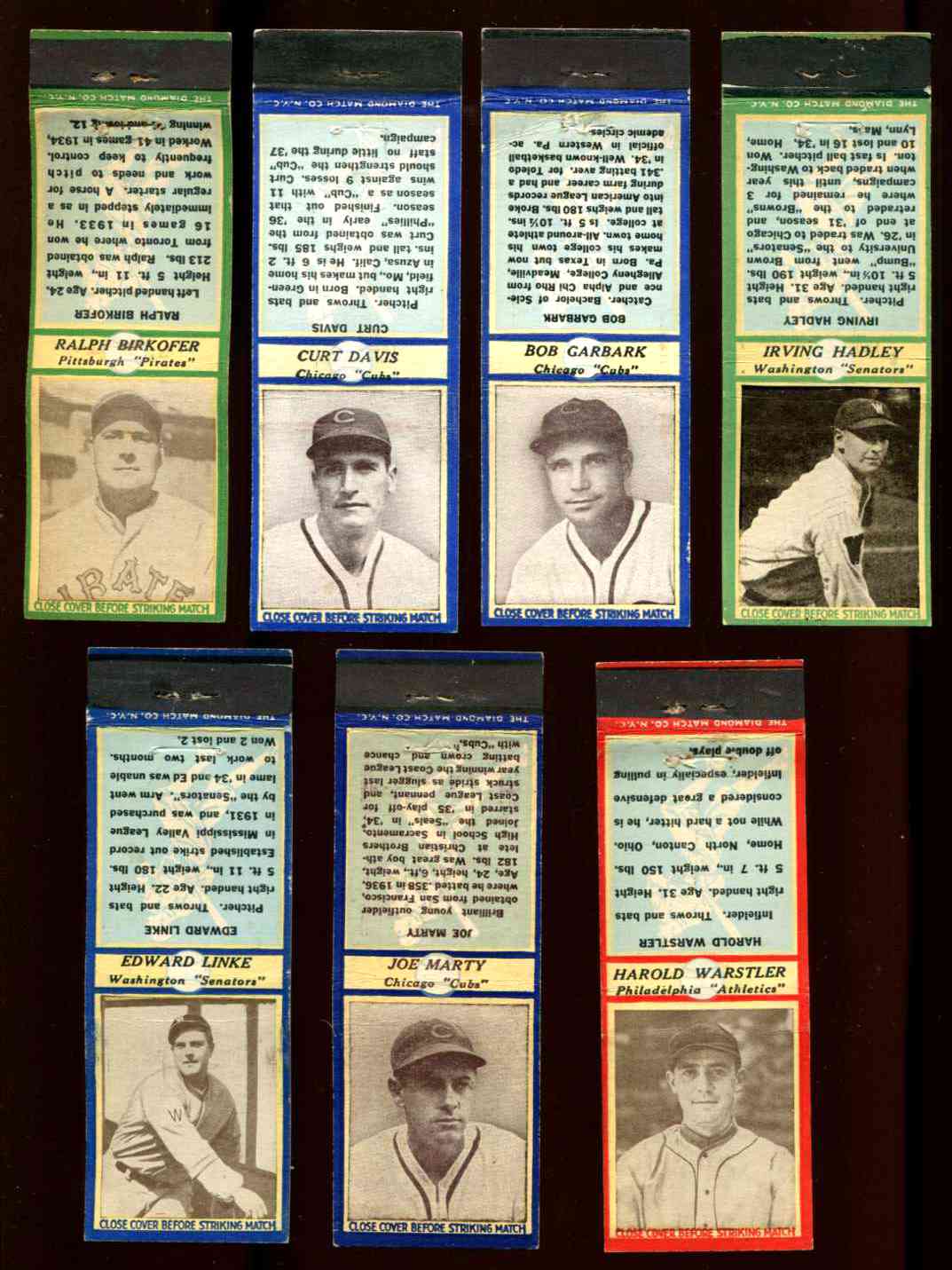 1935-36 Diamond Matchbooks # 99 Edward Linke BLUE (Senators)  cards value