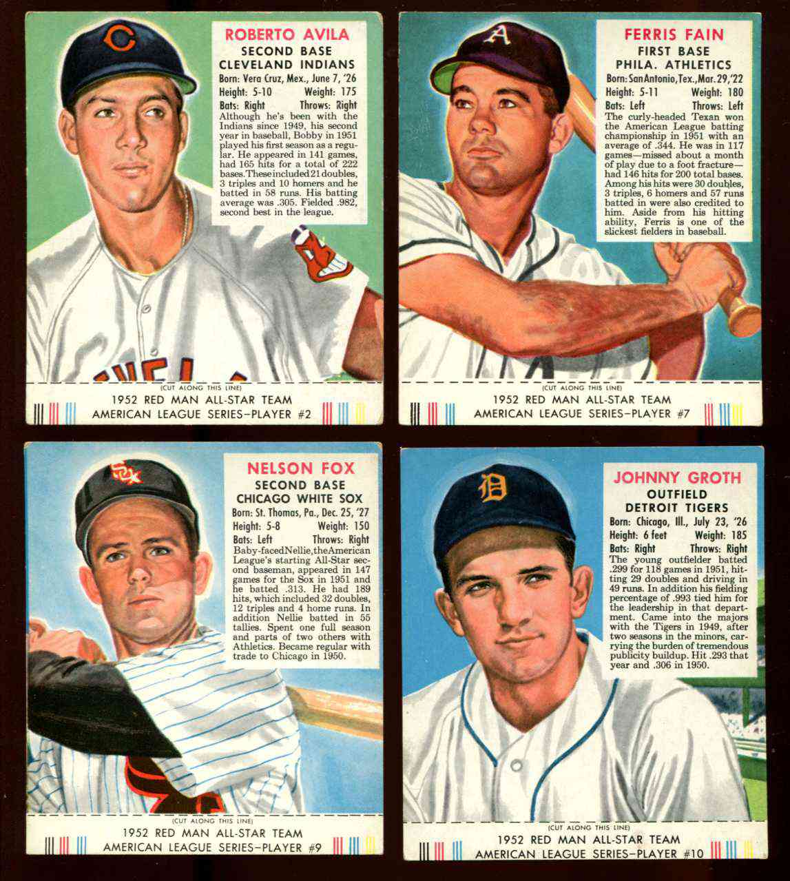 1952 Red Man w/TAB #AL.9 Nellie Fox (White Sox)  cards value