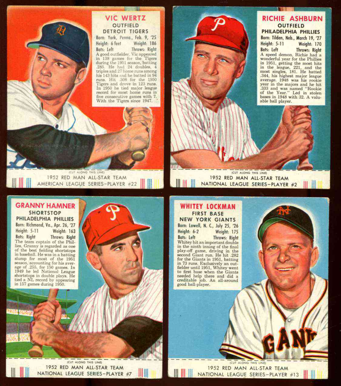 1952 Red Man w/TAB #NL.2 Richie Ashburn (Phillies)  cards value