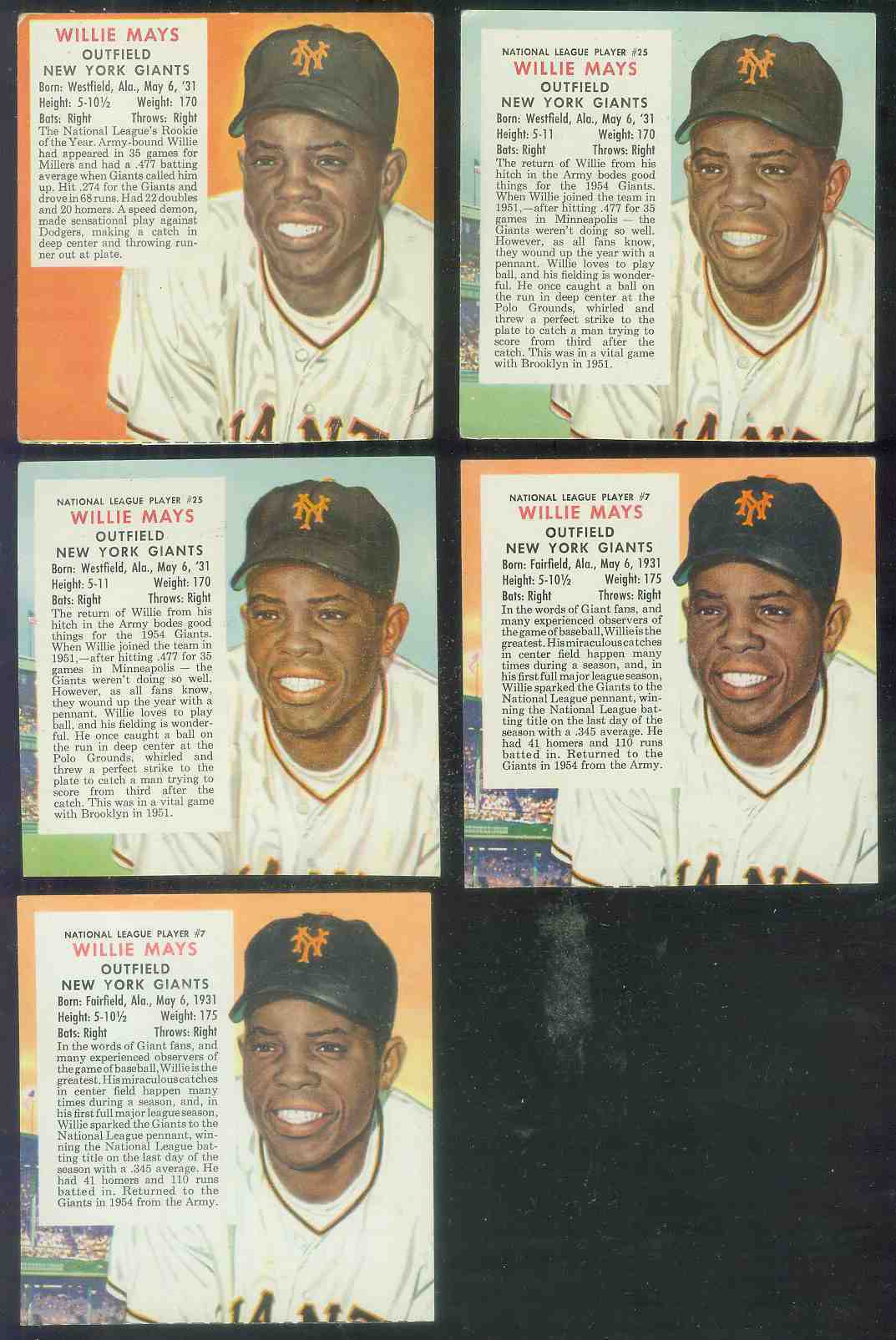 1954 Red Man #NL25 Willie Mays (Giants)  cards value