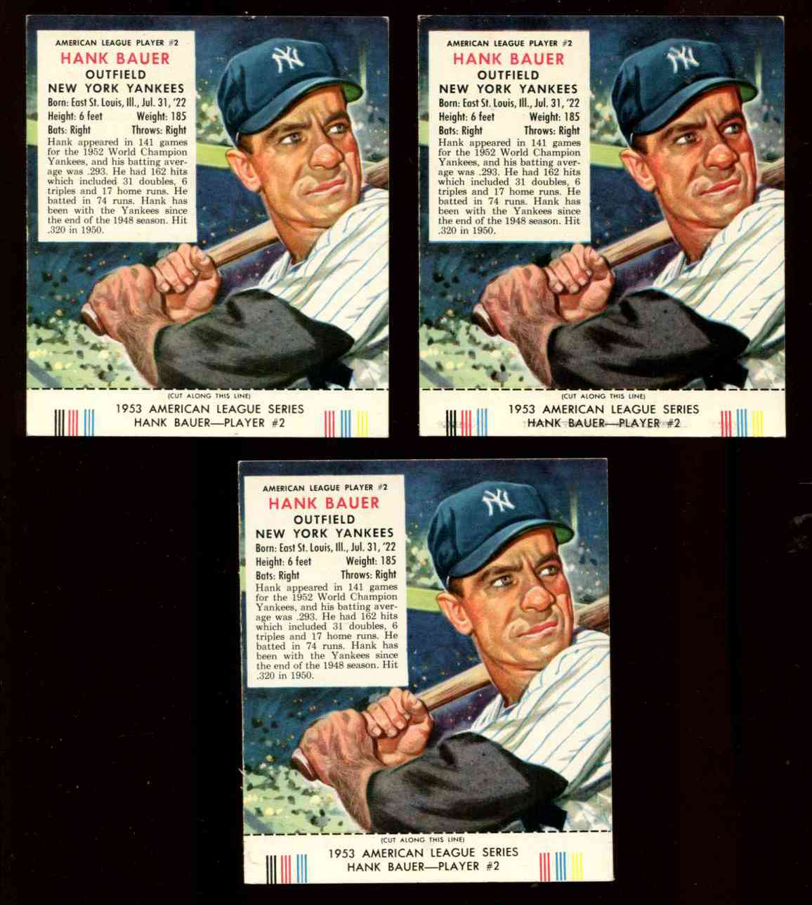 1953 Red Man w/TAB #AL.2 Hank Bauer (Yankees)  cards value