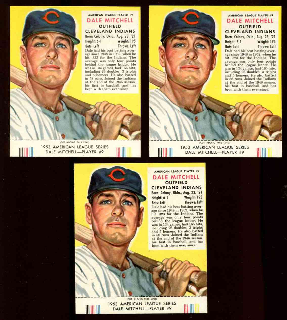 1953 Red Man w/TAB #AL.9 Dale Mitchell (Indians)  cards value