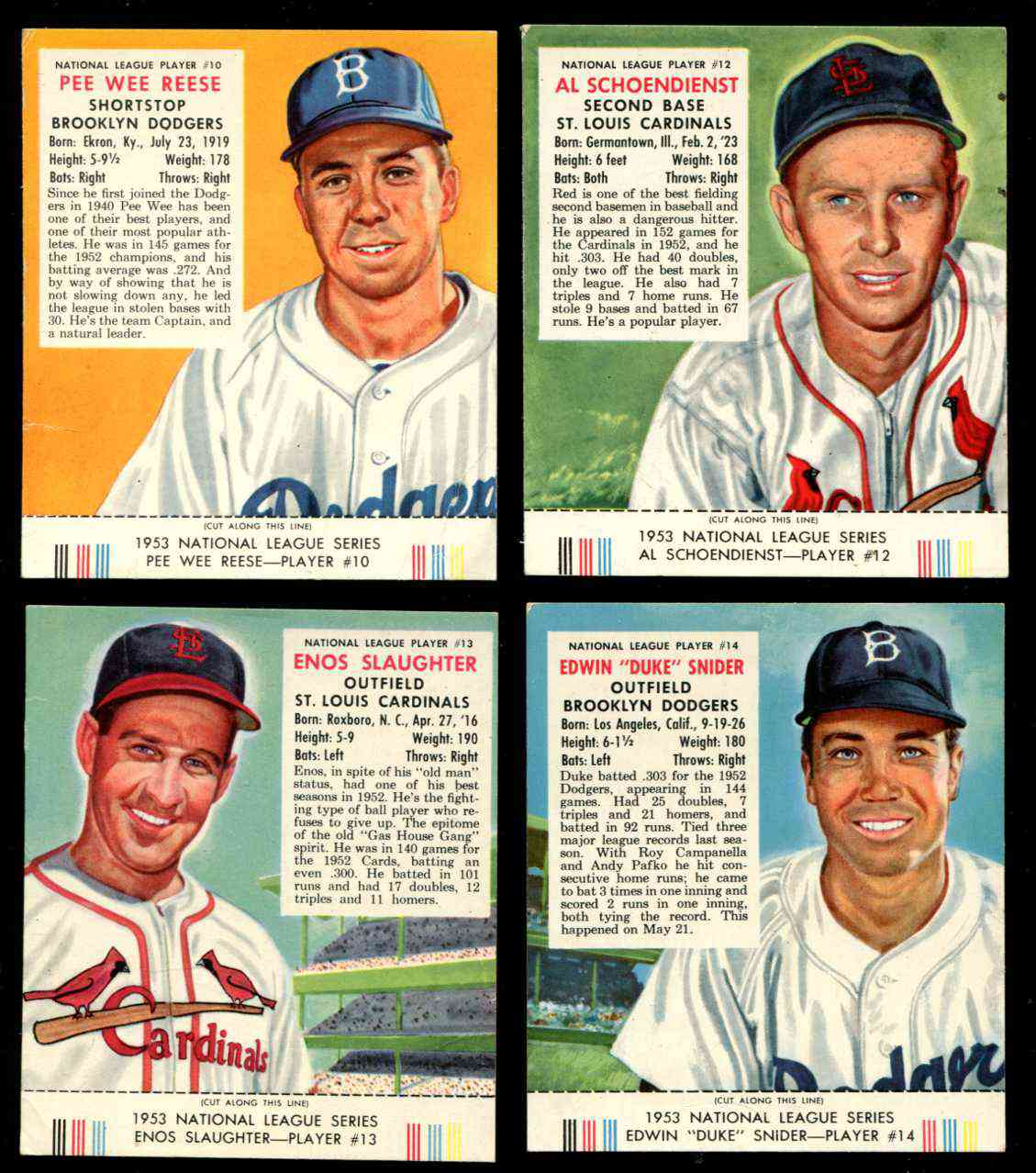 1953 Red Man w/TAB #NL13 Enos Slaughter (Cardinals)  cards value