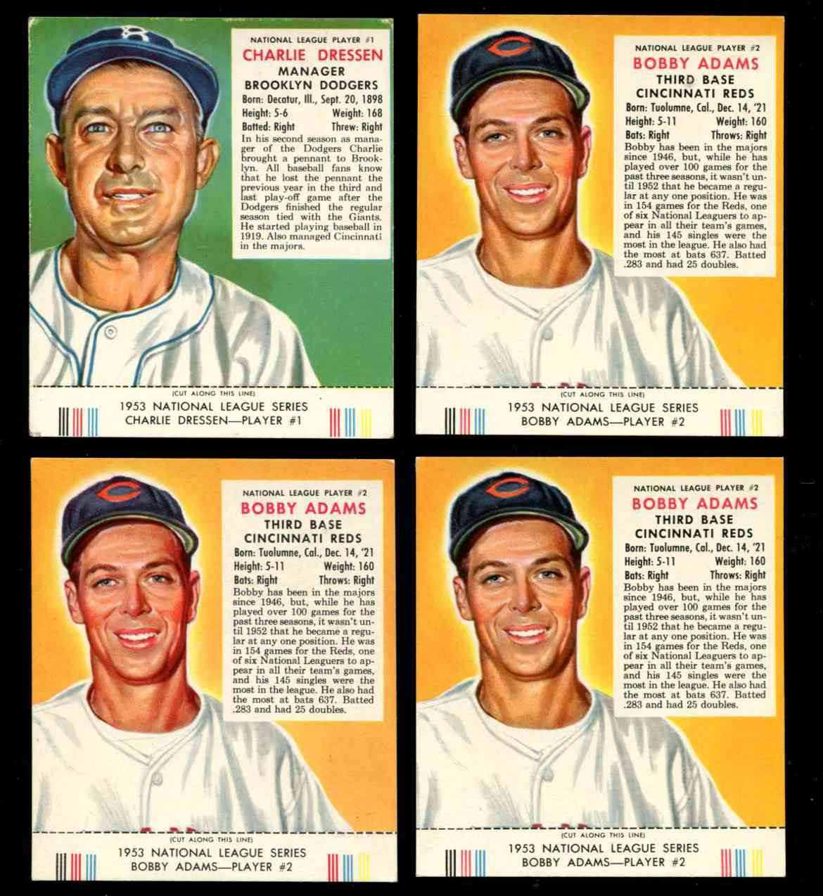 1953 Red Man w/TAB #NL.1 Charlie Dressen MGR (Dodgers)  cards value
