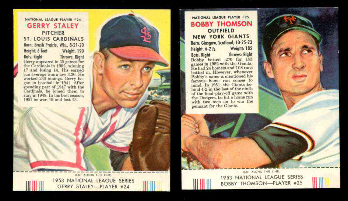 1953 Red Man w/TAB #NL24 Gerry Staley (Cardinals)  cards value