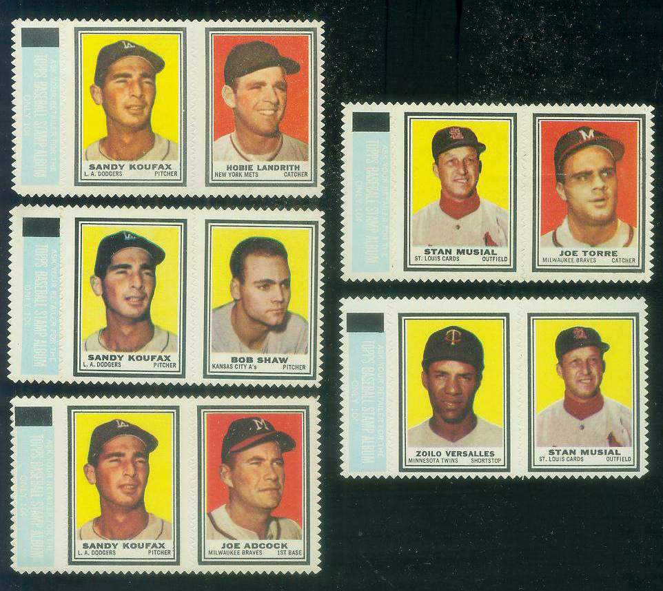 SANDY KOUFAX/Bob Shaw - 1962 Topps STAMP PANEL with TAB !!!  cards value