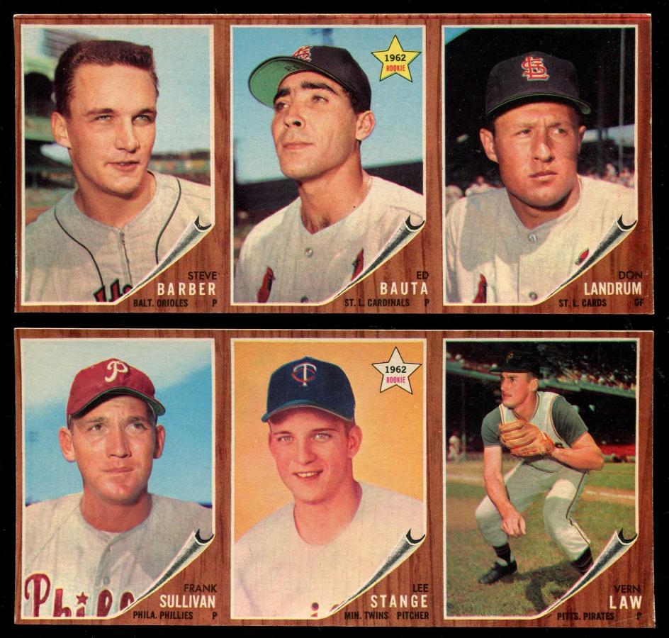 1962 Topps  [p] 3-Card PANEL - Steve Barber, Ed Bauta & Don Landrum  cards value