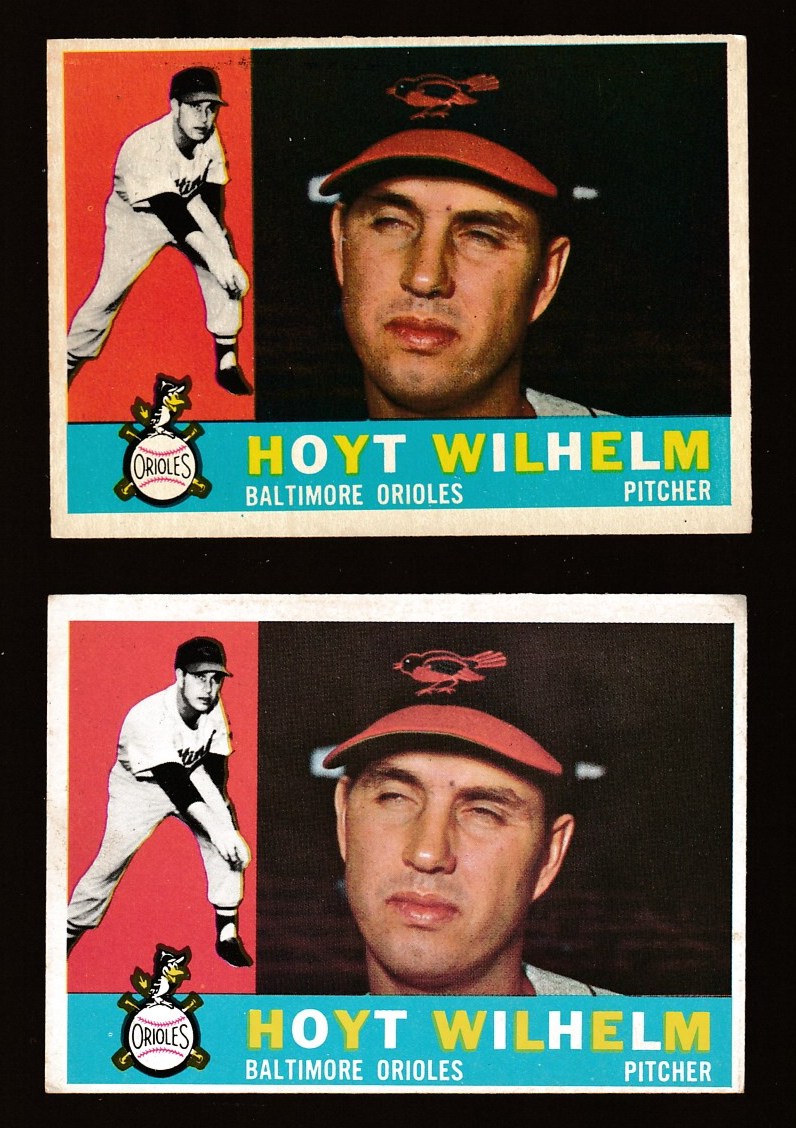 1960 Topps #395 Hoyt Wilhelm [VAR:Gray Back] [#] (Orioles)  cards value