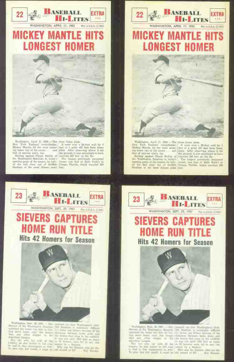 1960 Nu-Card Hi-Lites #22 Mickey Mantle - 'Hits Longest Homer'  cards value