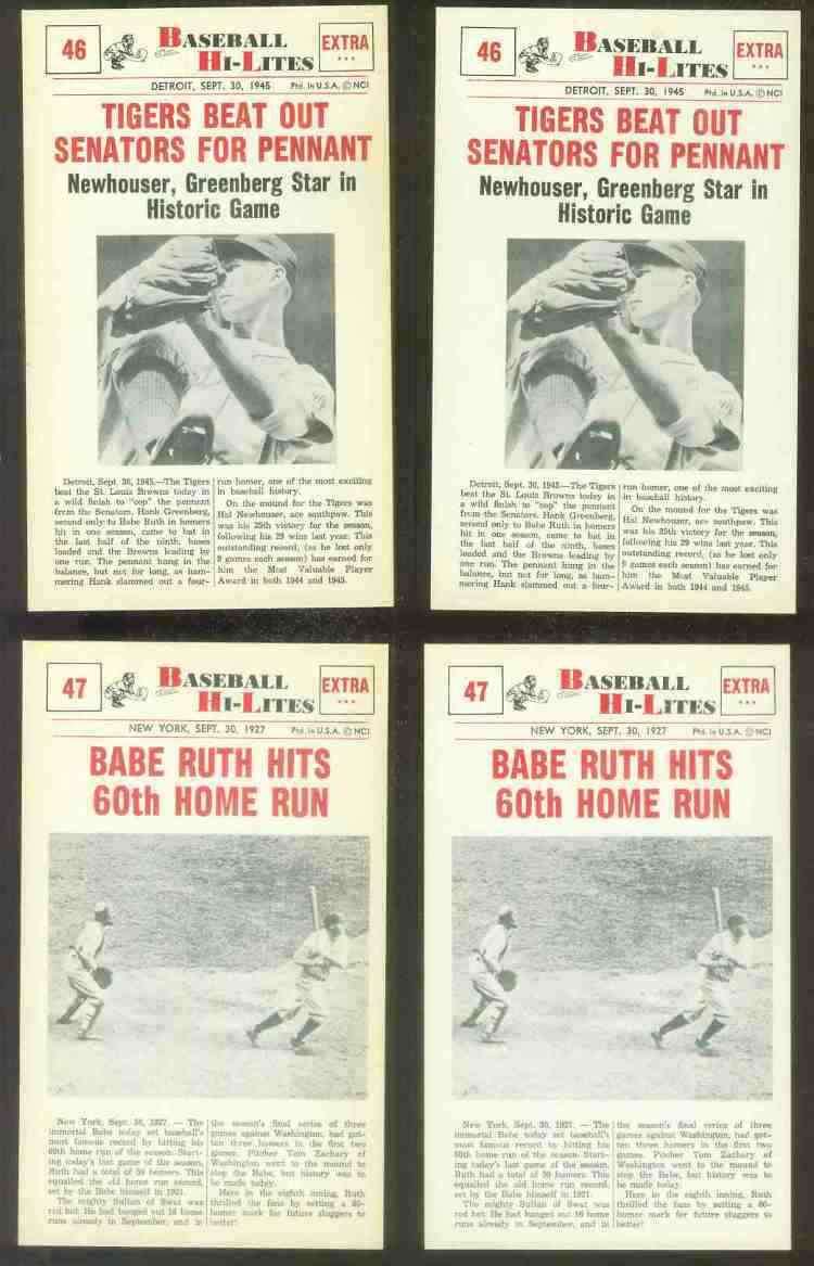1960 Nu-Card Hi-Lites #47 Babe Ruth - 'Hits 60th Home Run'  cards value