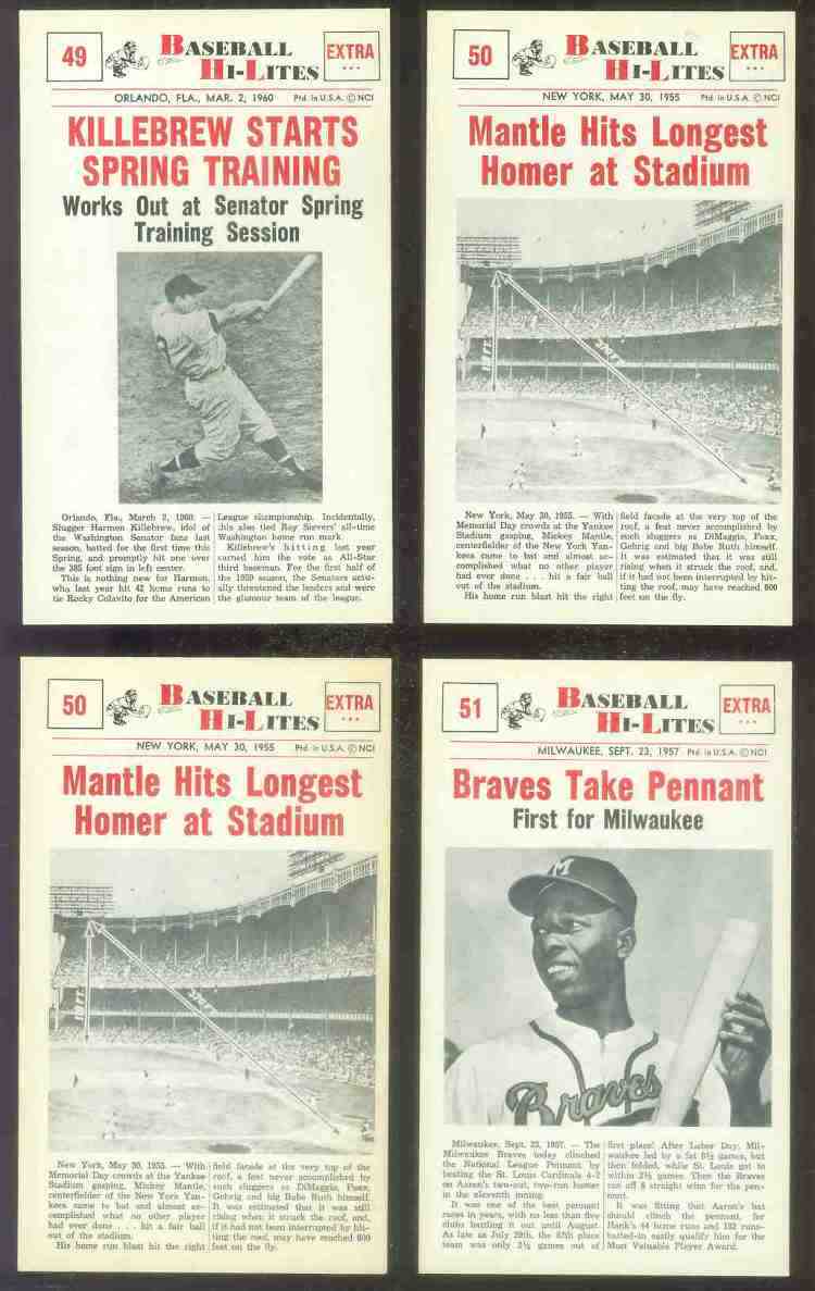 1960 Nu-Card Hi-Lites #50 Mickey Mantle - 'Hits Longest Homer at Stadium'  cards value