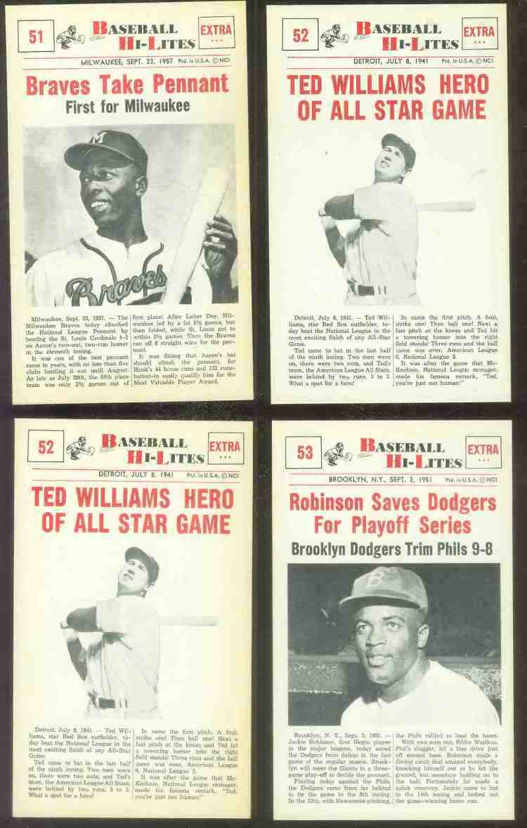1960 Nu-Card Hi-Lites #52 Ted Williams - 'Hero of All-Star Game'  cards value