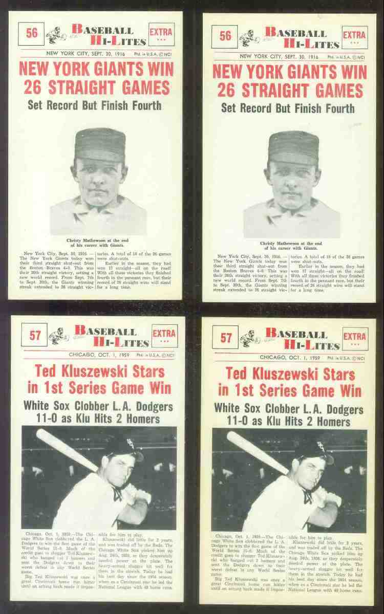 1960 Nu-Card Hi-Lites #56 Christy Mathewson - 'Giants Win 26 Straight Games  cards value
