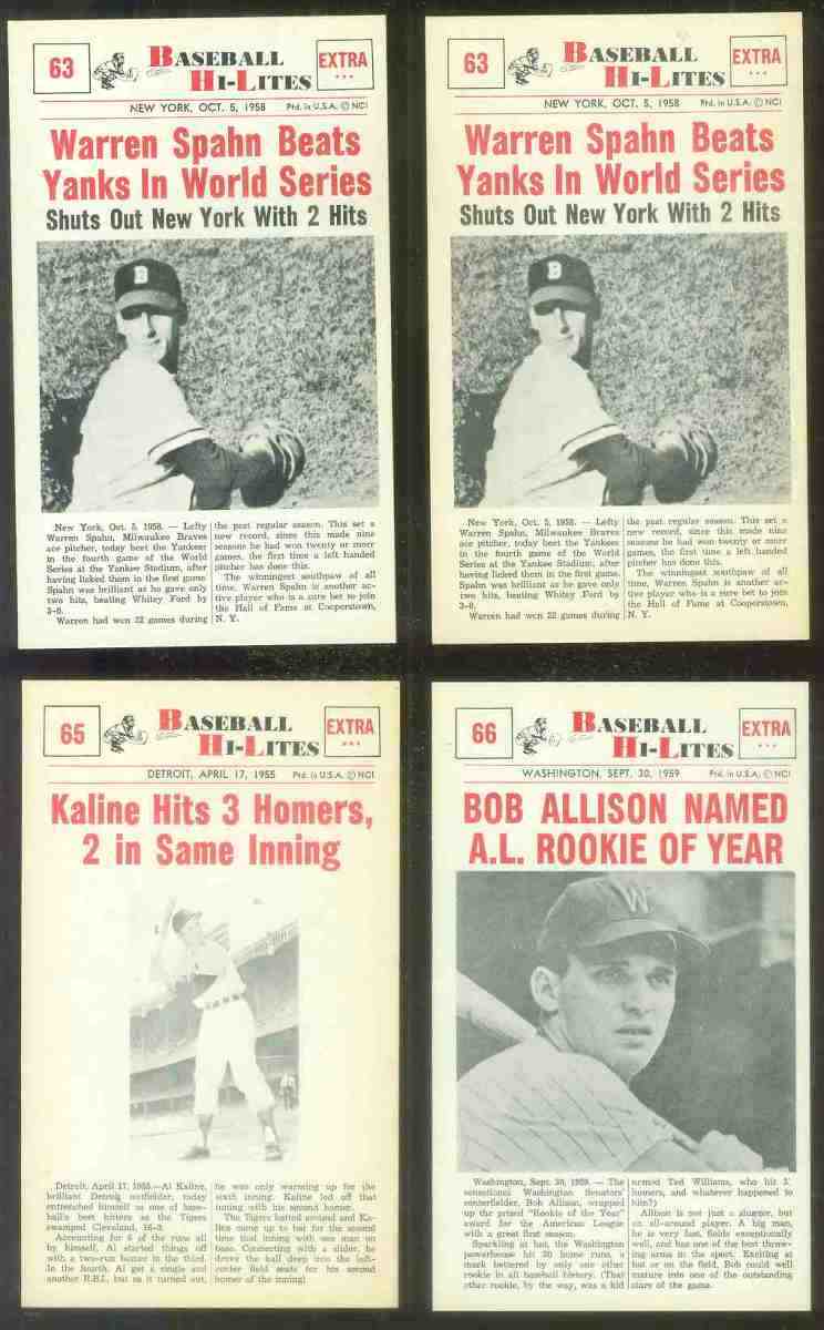 1960 Nu-Card Hi-Lites #63 Warren Spahn - 'Beats Yanks in World Series'  cards value