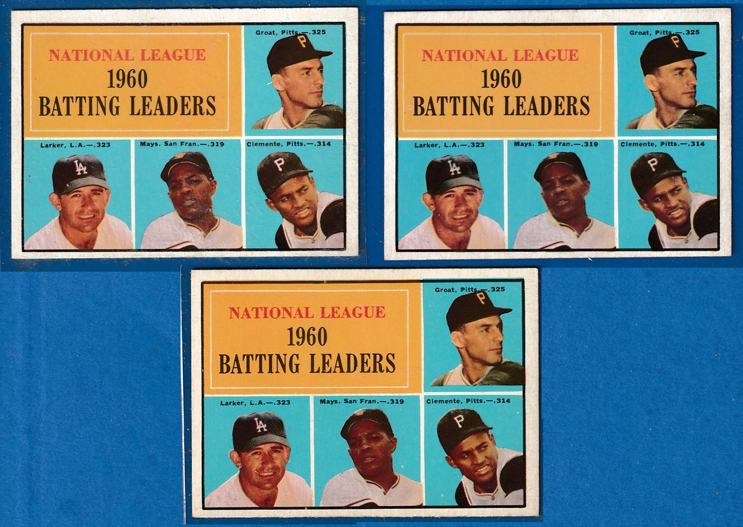 1961 Topps # 41 N.L. Batting Leaders [#] (Willie Mays/Roberto Clemente)  cards value