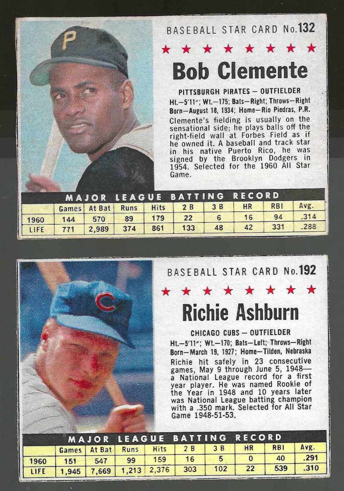 1961 Post #132 Roberto Clemente [BOX] [#ll] (Pirates)  cards value