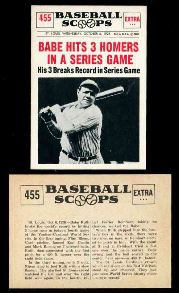 1961 Nu-Card Scoops #455 Babe Ruth (Yankees)  cards value